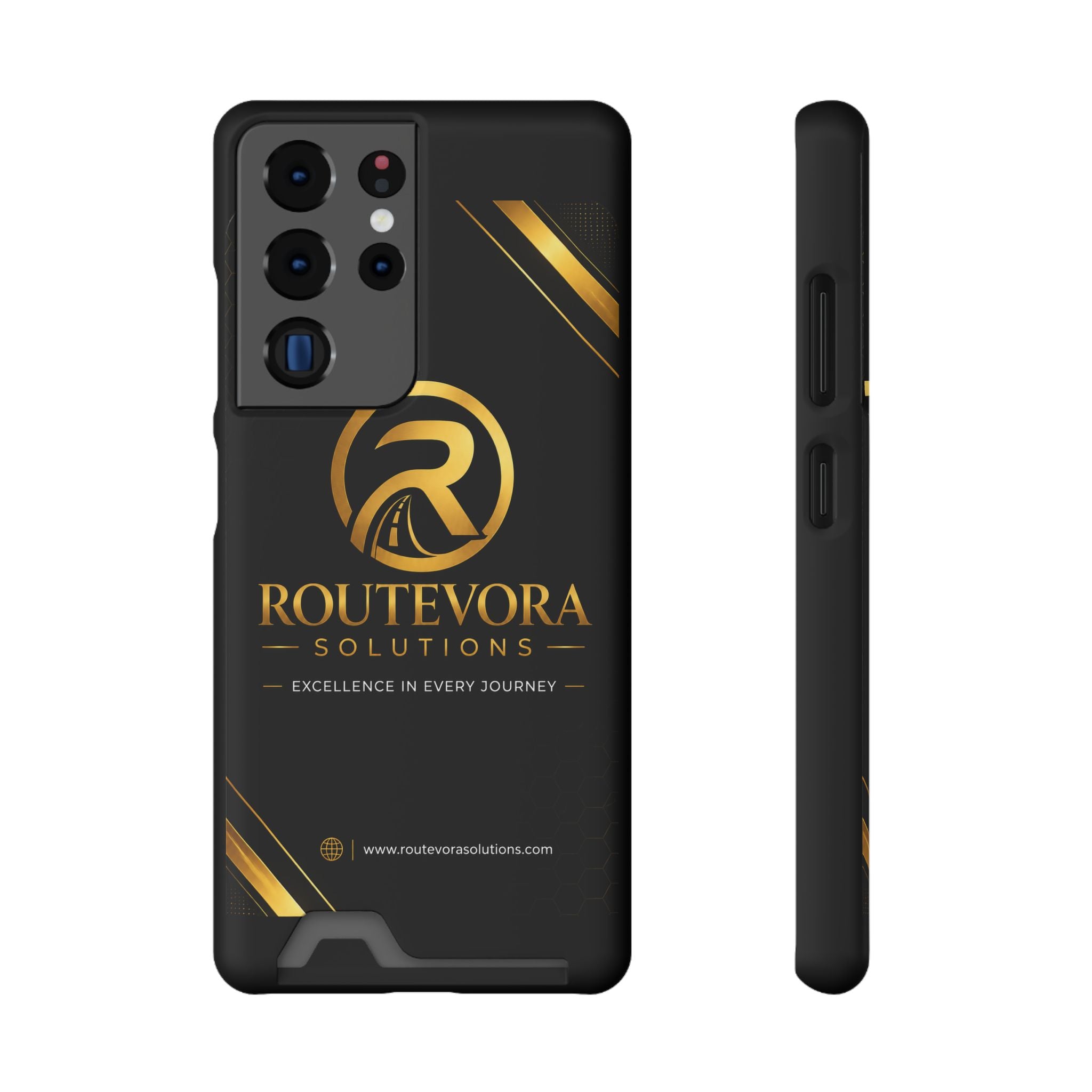 RouteVora Solutions Premium Card Holder Phone Case  Black & Gold Business Edition