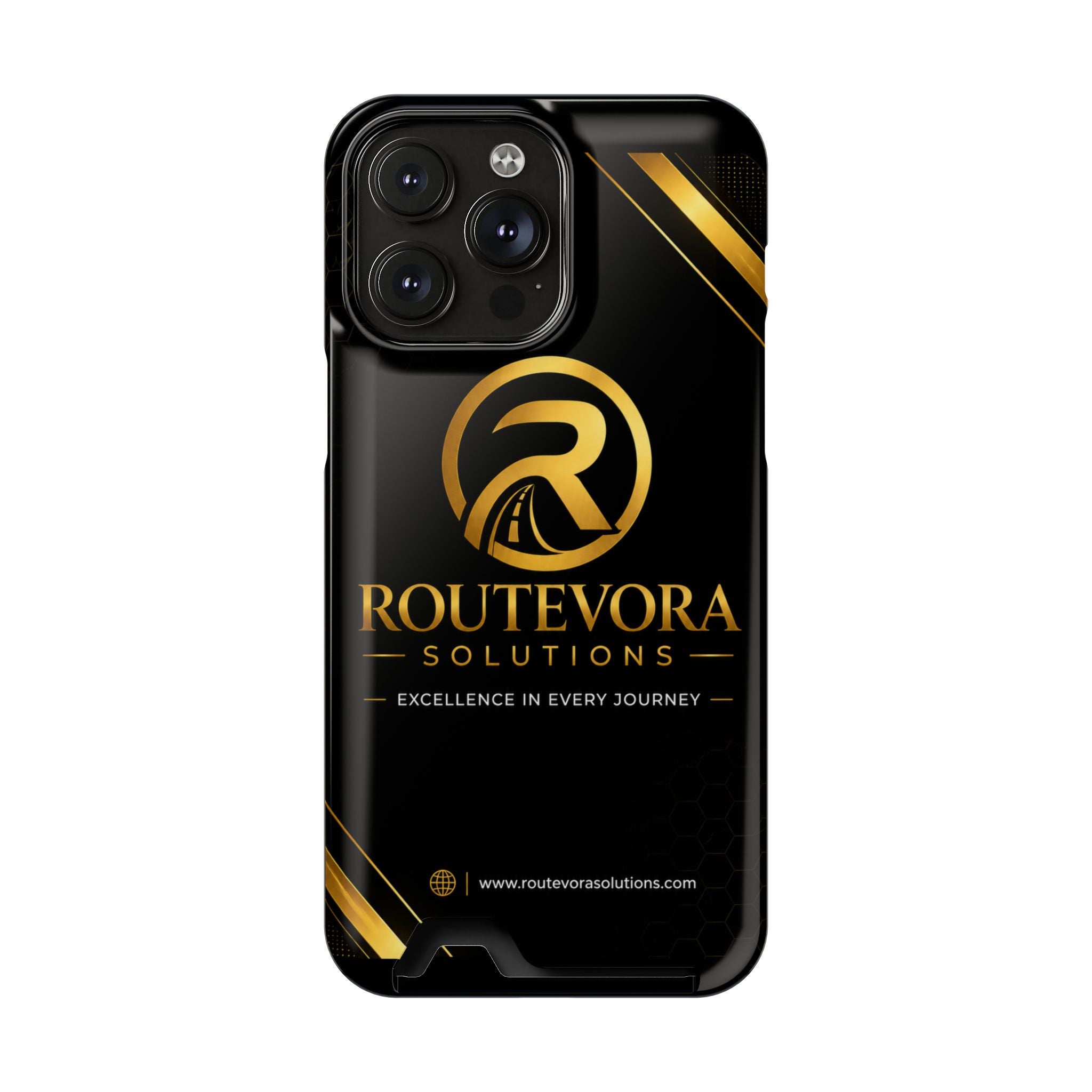 RouteVora Solutions Premium Card Holder Phone Case  Black & Gold Business Edition
