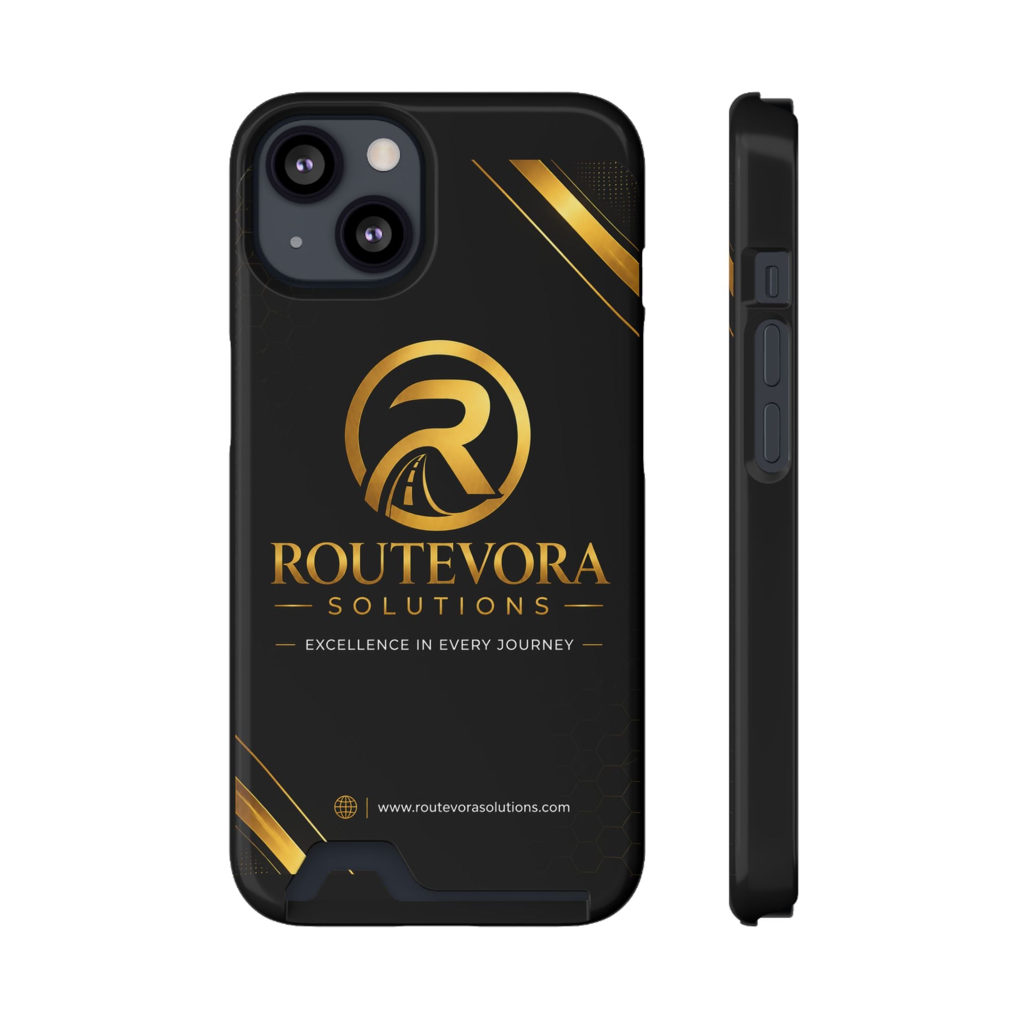 RouteVora Solutions Premium Card Holder Phone Case  Black & Gold Business Edition