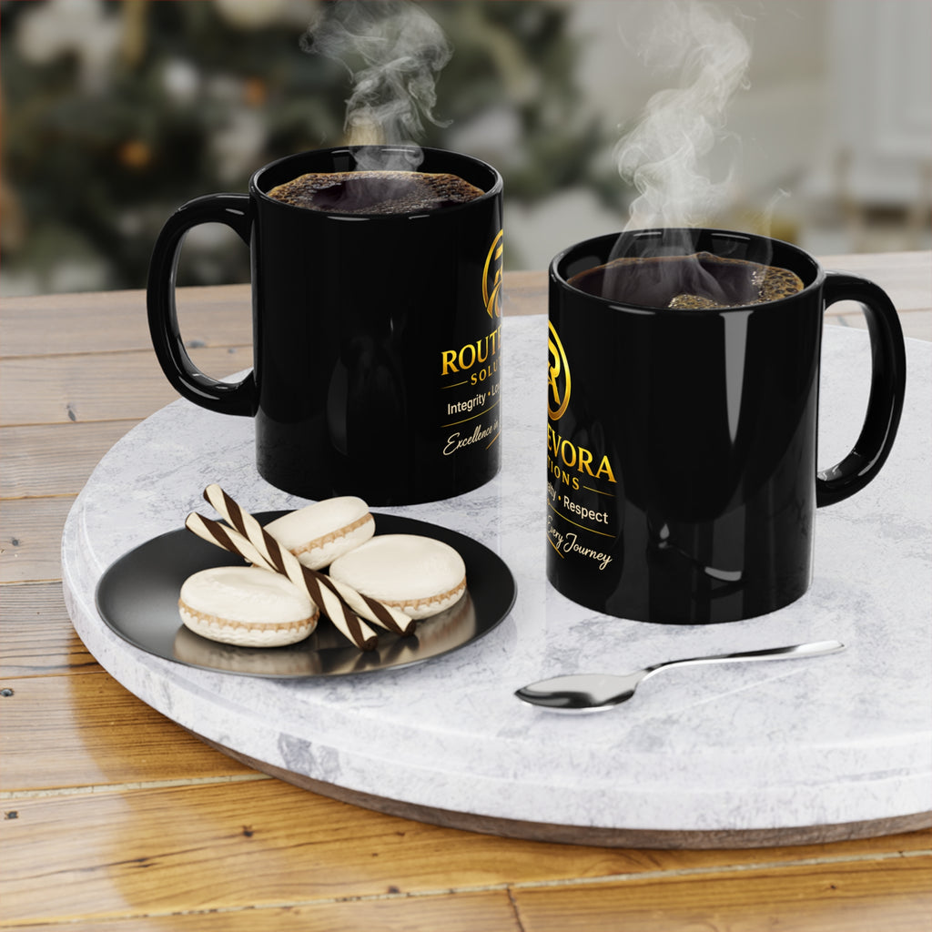 RouteVora Solutions Black Coffee Mug 11oz |Courier & Logistics Gift Mug