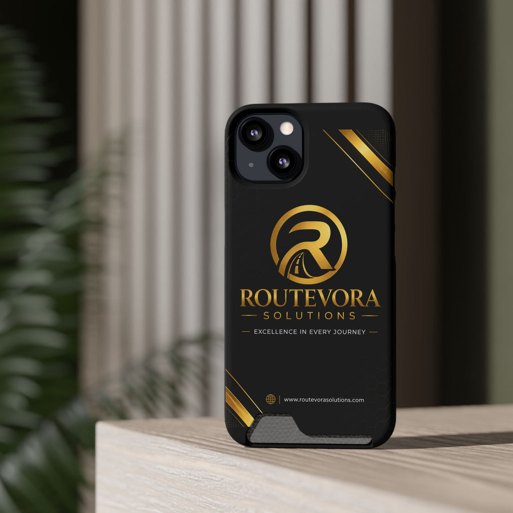 RouteVora Solutions Premium Card Holder Phone Case  Black & Gold Business Edition