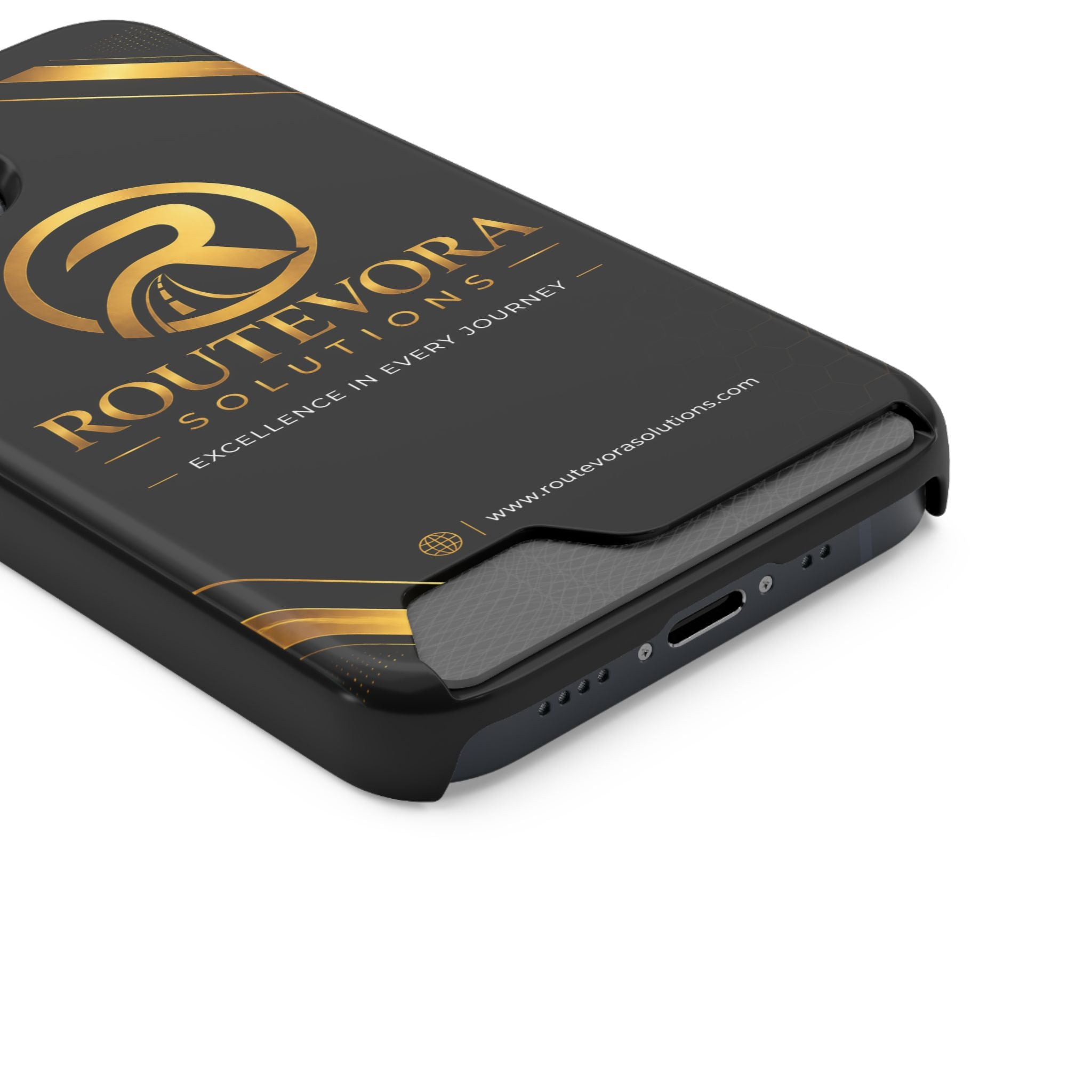 RouteVora Solutions Premium Card Holder Phone Case  Black & Gold Business Edition