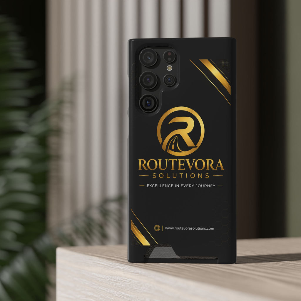 RouteVora Solutions Premium Card Holder Phone Case  Black & Gold Business Edition