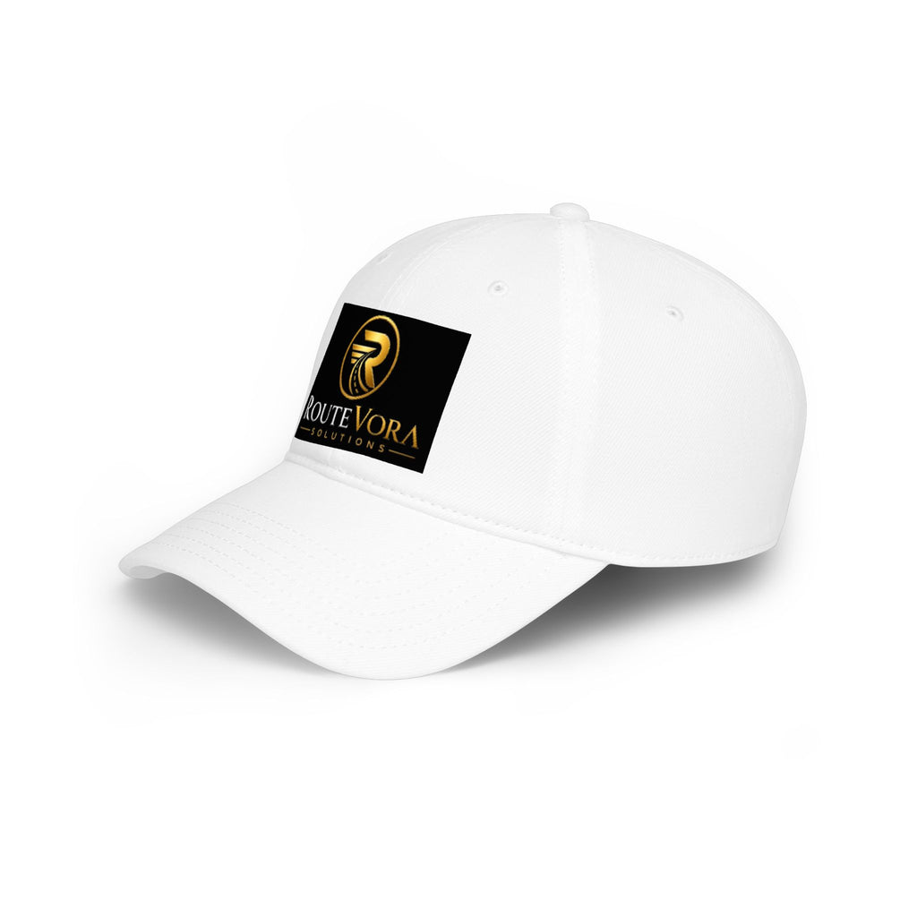RouteVora Logo Baseball Cap — Low Profile White Adjustable Hat