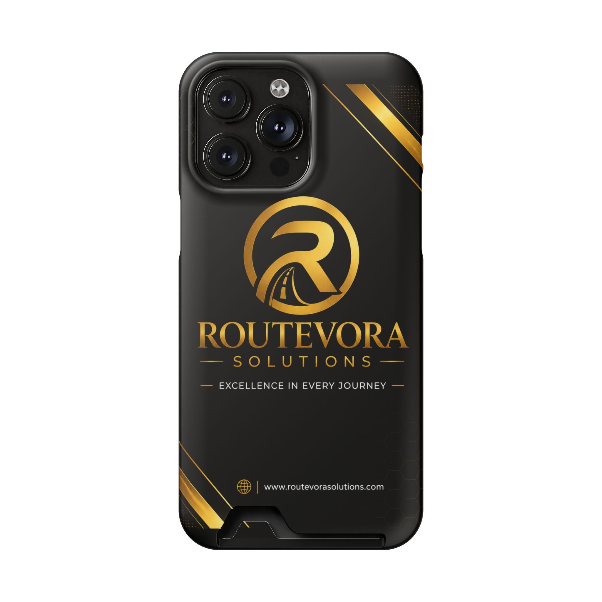 RouteVora Solutions Premium Card Holder Phone Case  Black & Gold Business Edition