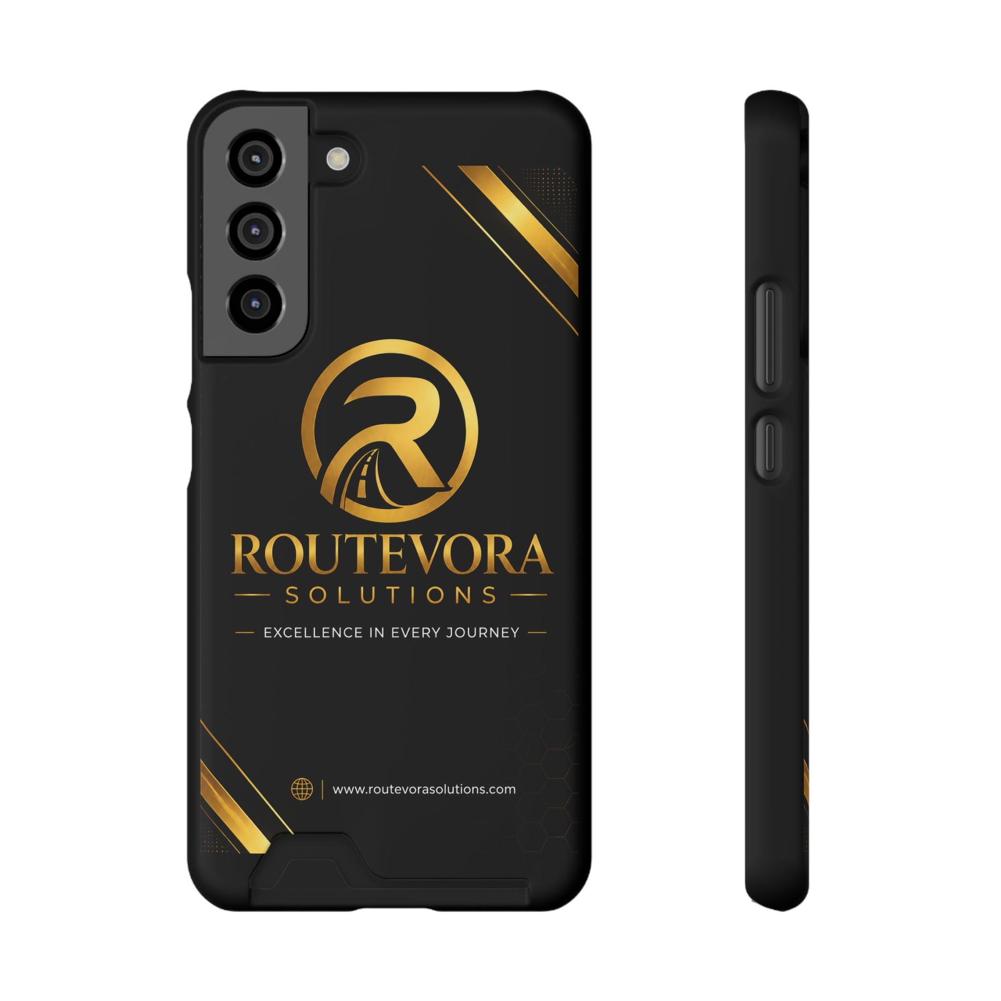 RouteVora Solutions Premium Card Holder Phone Case  Black & Gold Business Edition