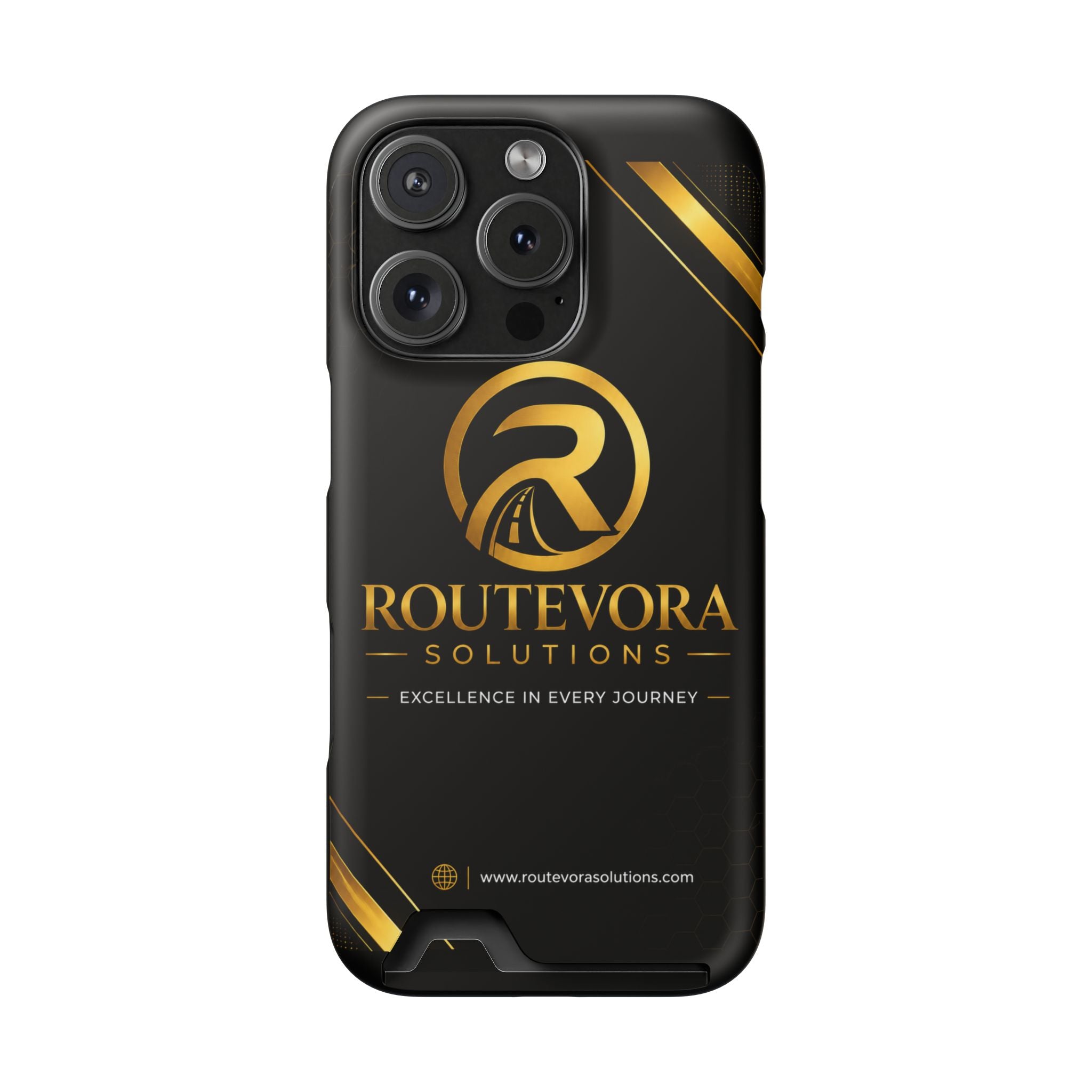 RouteVora Solutions Premium Card Holder Phone Case  Black & Gold Business Edition
