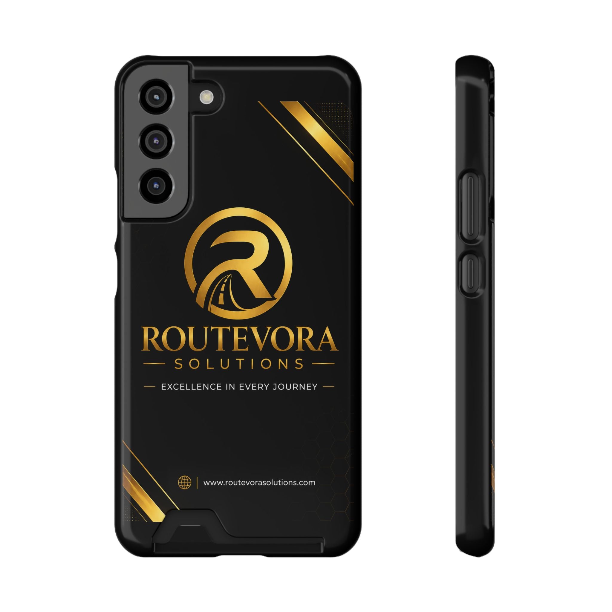 RouteVora Solutions Premium Card Holder Phone Case  Black & Gold Business Edition