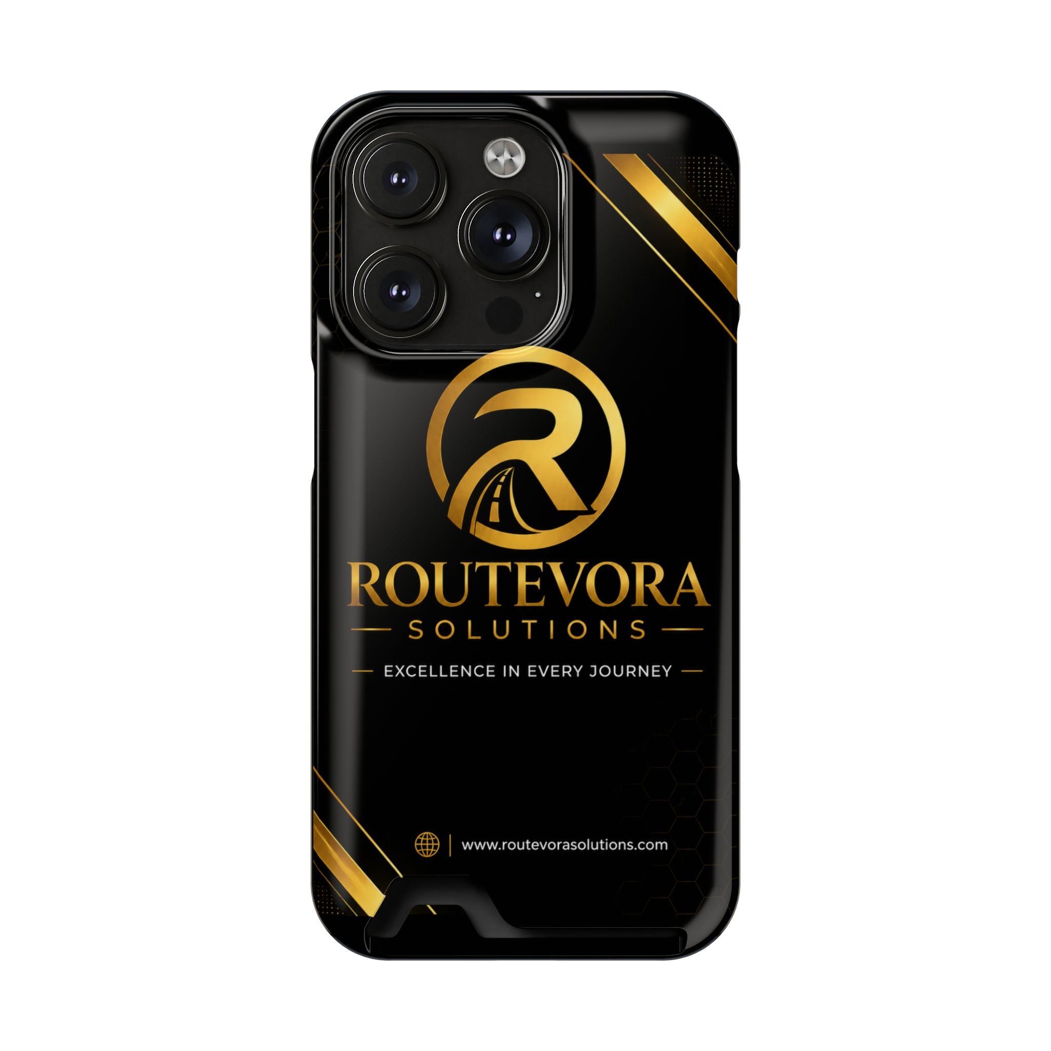RouteVora Solutions Premium Card Holder Phone Case  Black & Gold Business Edition