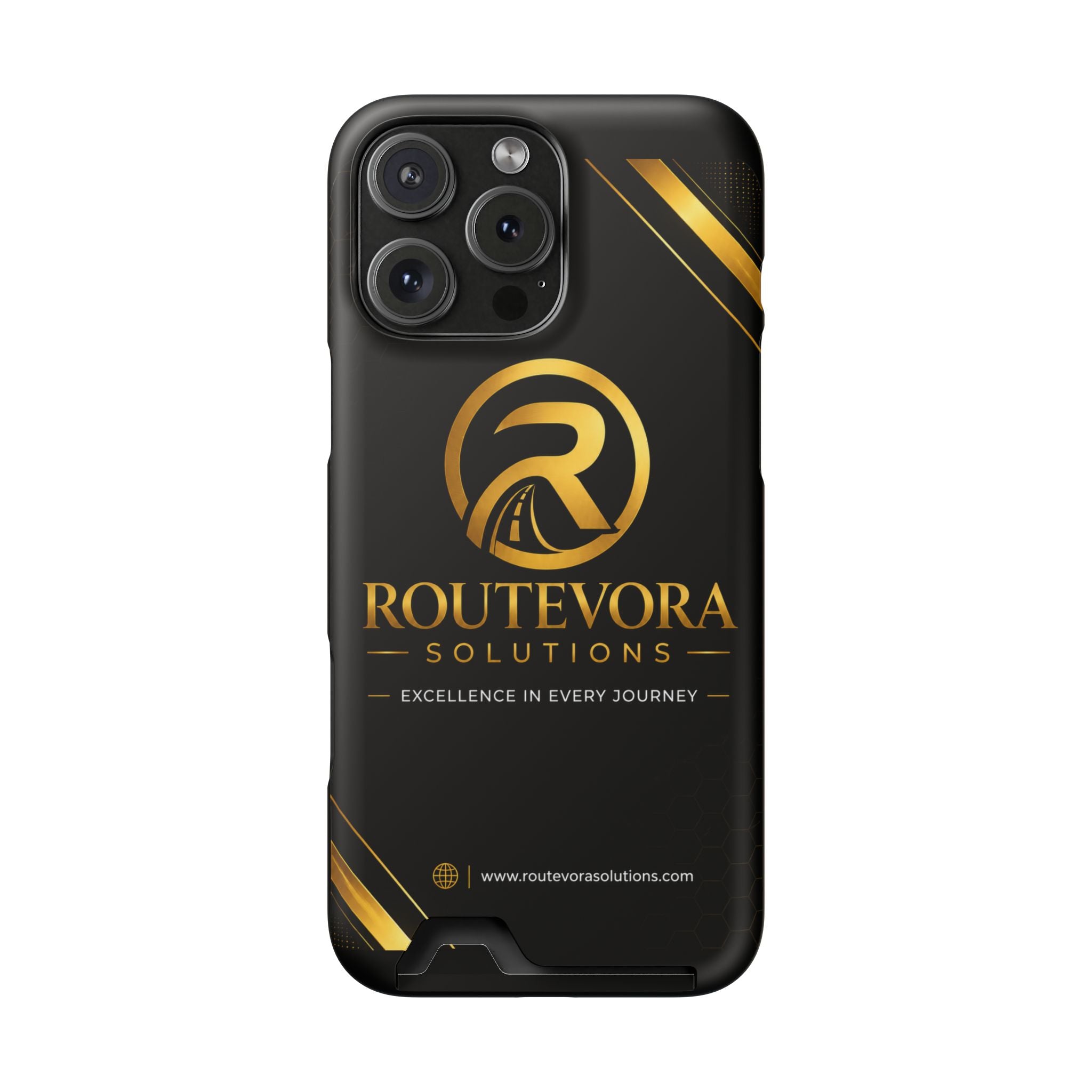 RouteVora Solutions Premium Card Holder Phone Case  Black & Gold Business Edition