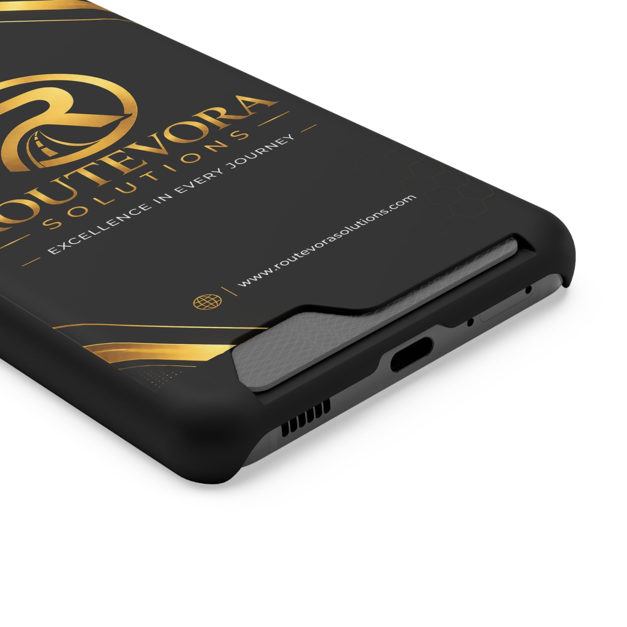 RouteVora Solutions Premium Card Holder Phone Case  Black & Gold Business Edition