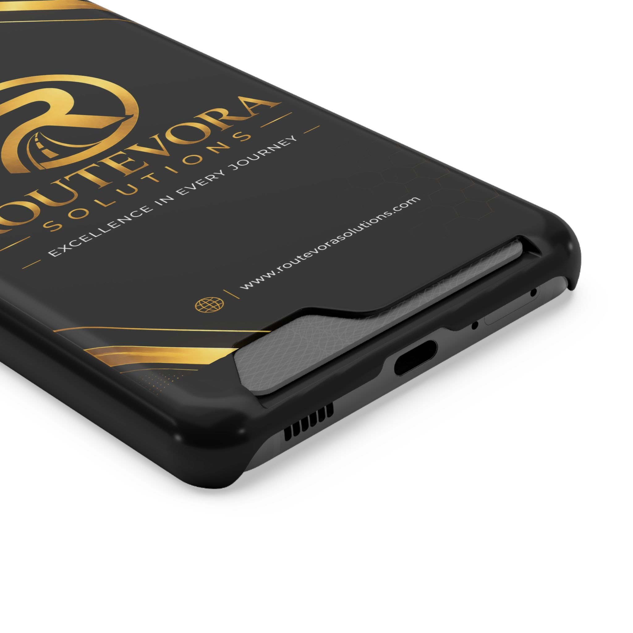RouteVora Solutions Premium Card Holder Phone Case  Black & Gold Business Edition