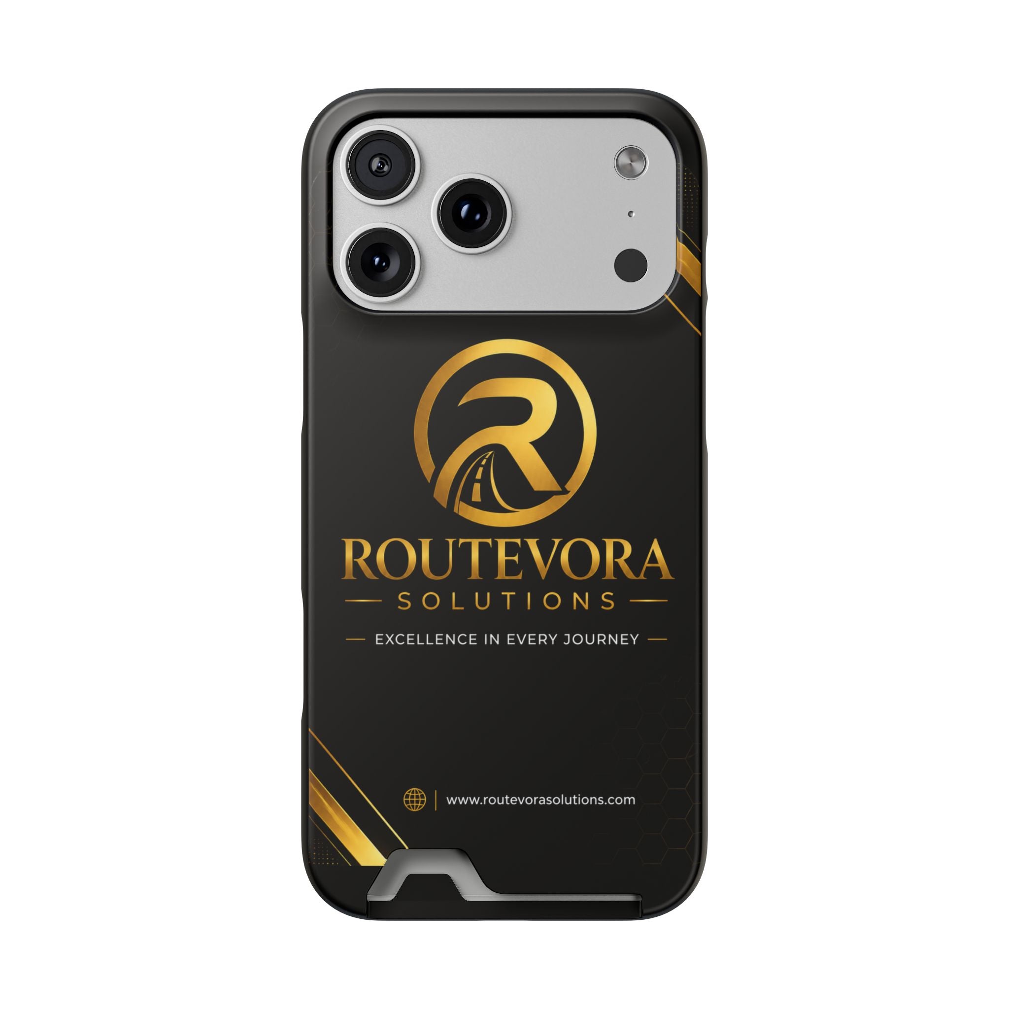 RouteVora Solutions Premium Card Holder Phone Case  Black & Gold Business Edition