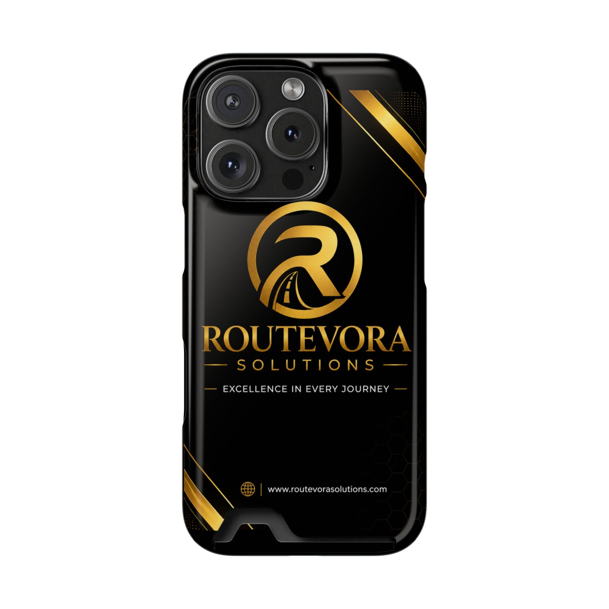 RouteVora Solutions Premium Card Holder Phone Case  Black & Gold Business Edition