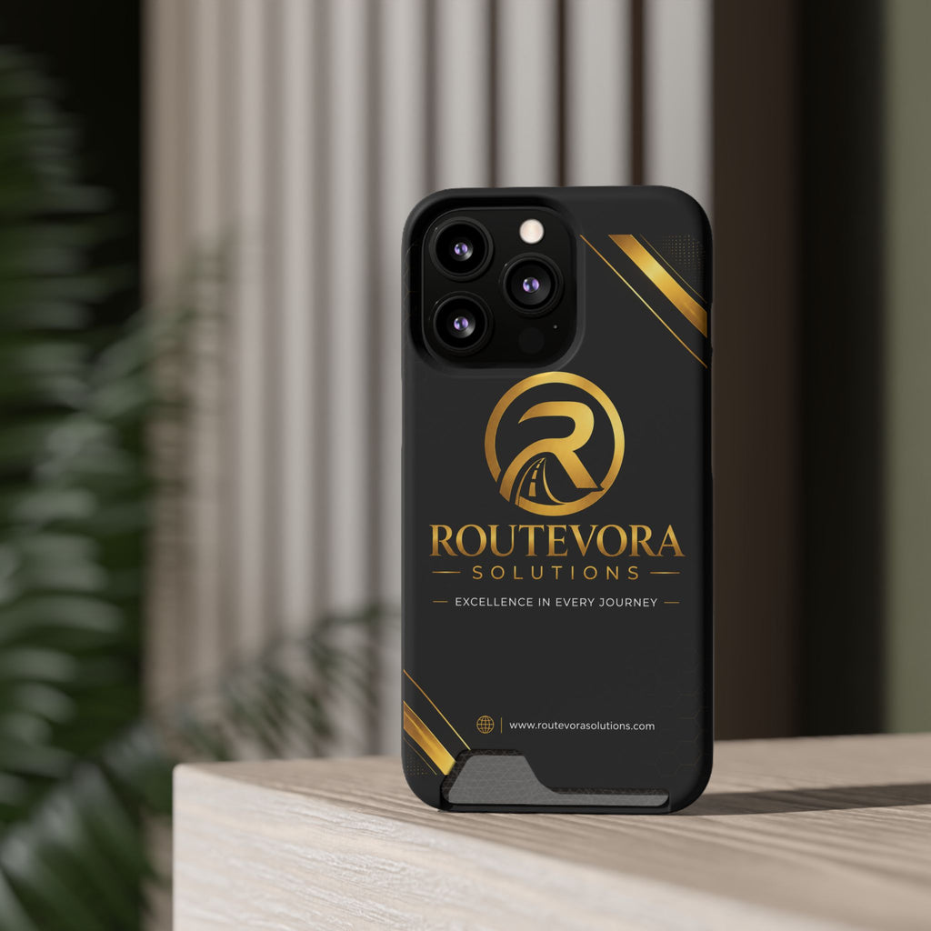 RouteVora Solutions Premium Card Holder Phone Case  Black & Gold Business Edition