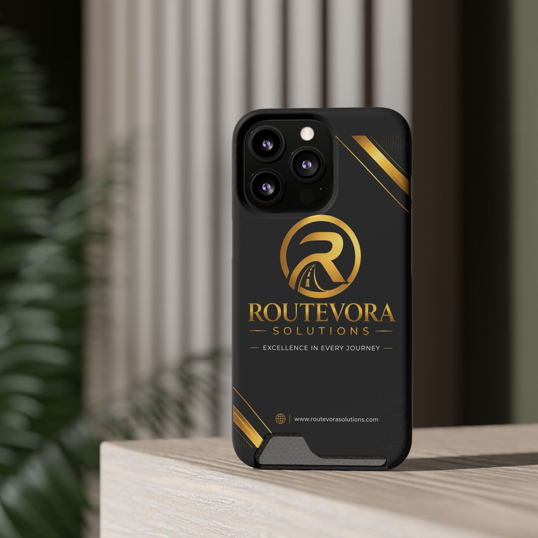 RouteVora Solutions Premium Card Holder Phone Case  Black & Gold Business Edition