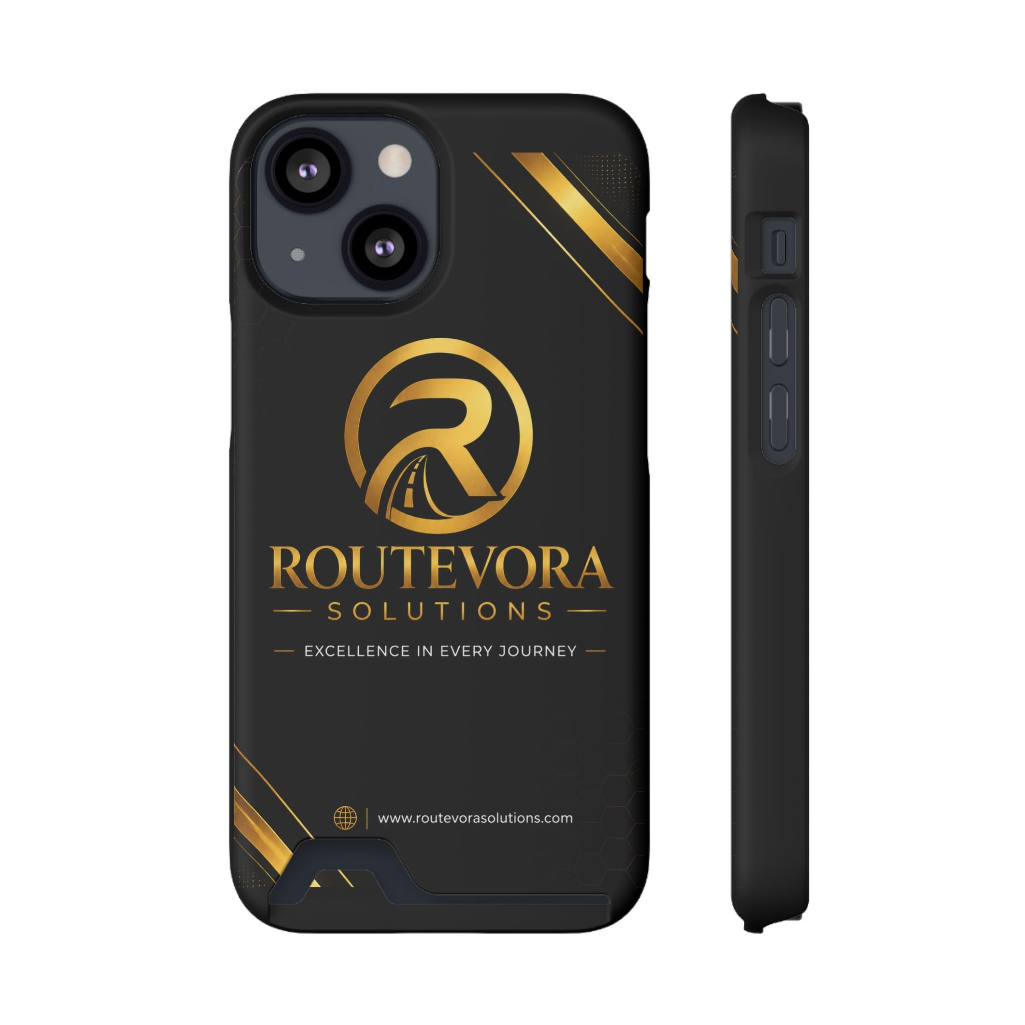 RouteVora Solutions Premium Card Holder Phone Case  Black & Gold Business Edition