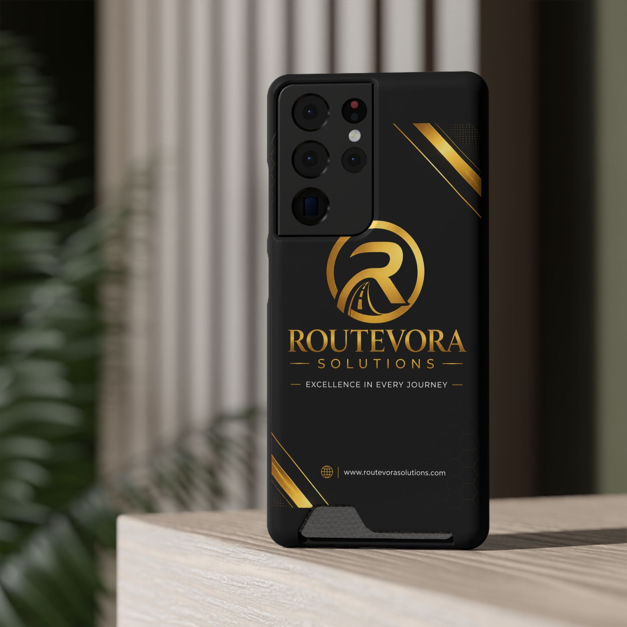 RouteVora Solutions Premium Card Holder Phone Case  Black & Gold Business Edition