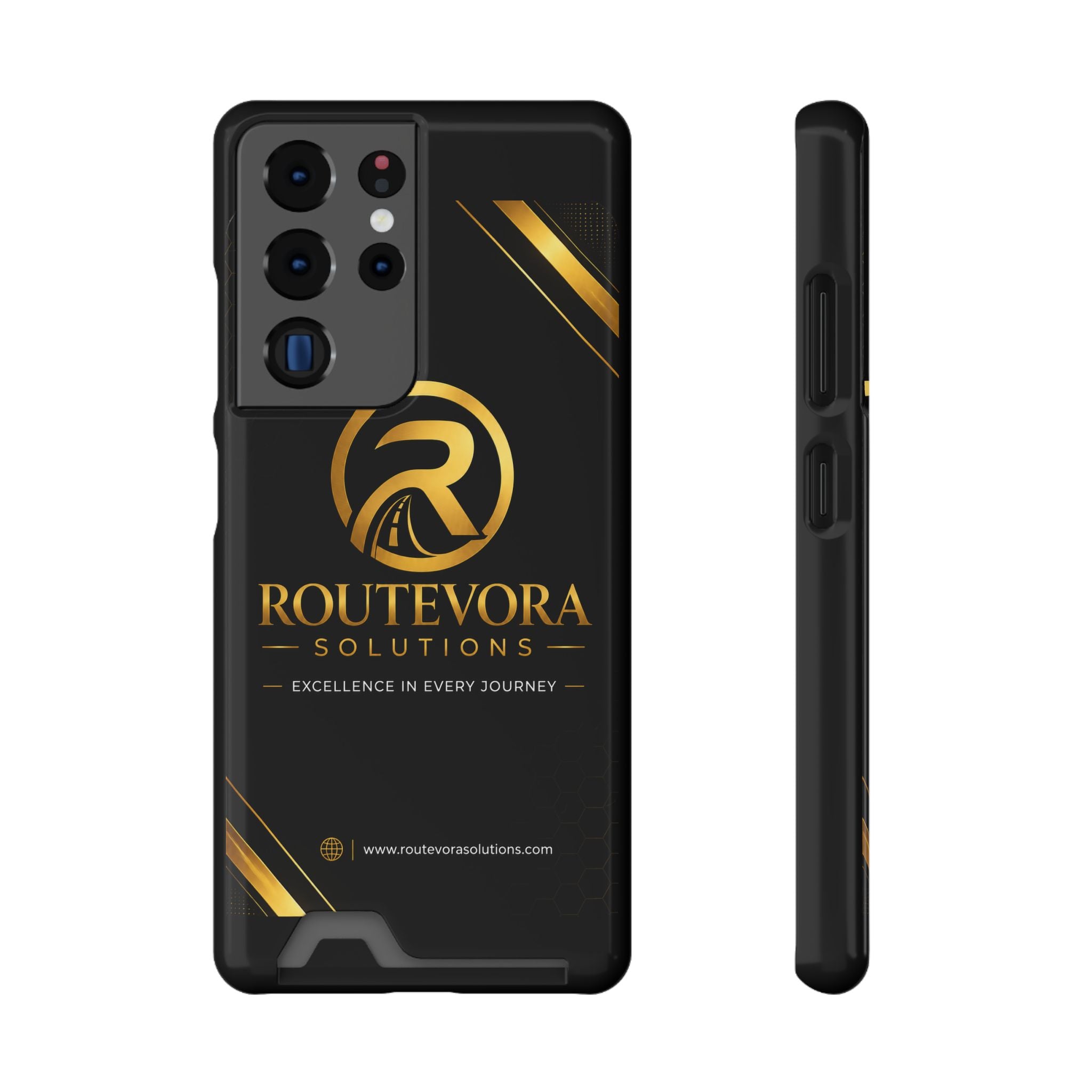 RouteVora Solutions Premium Card Holder Phone Case  Black & Gold Business Edition