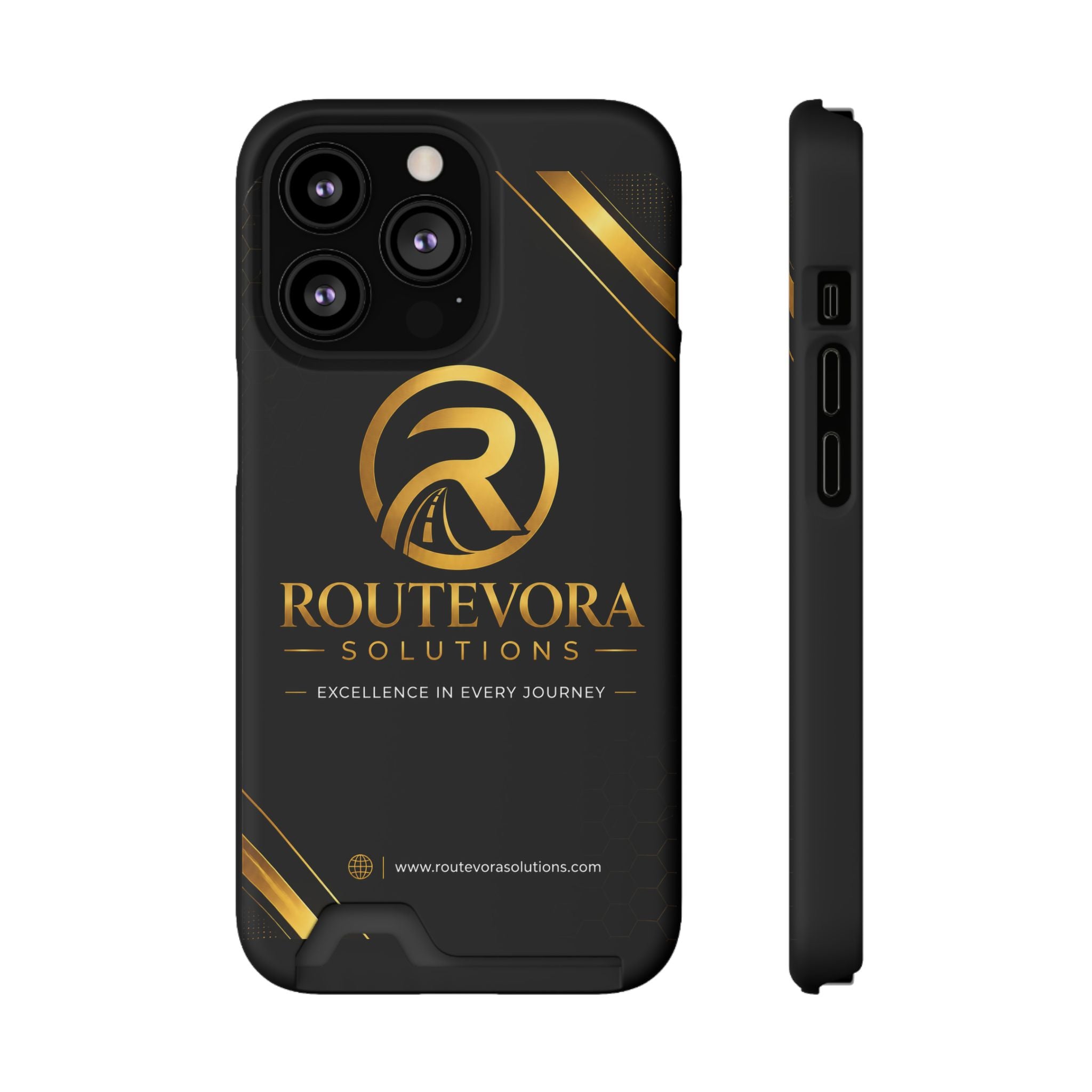 RouteVora Solutions Premium Card Holder Phone Case  Black & Gold Business Edition