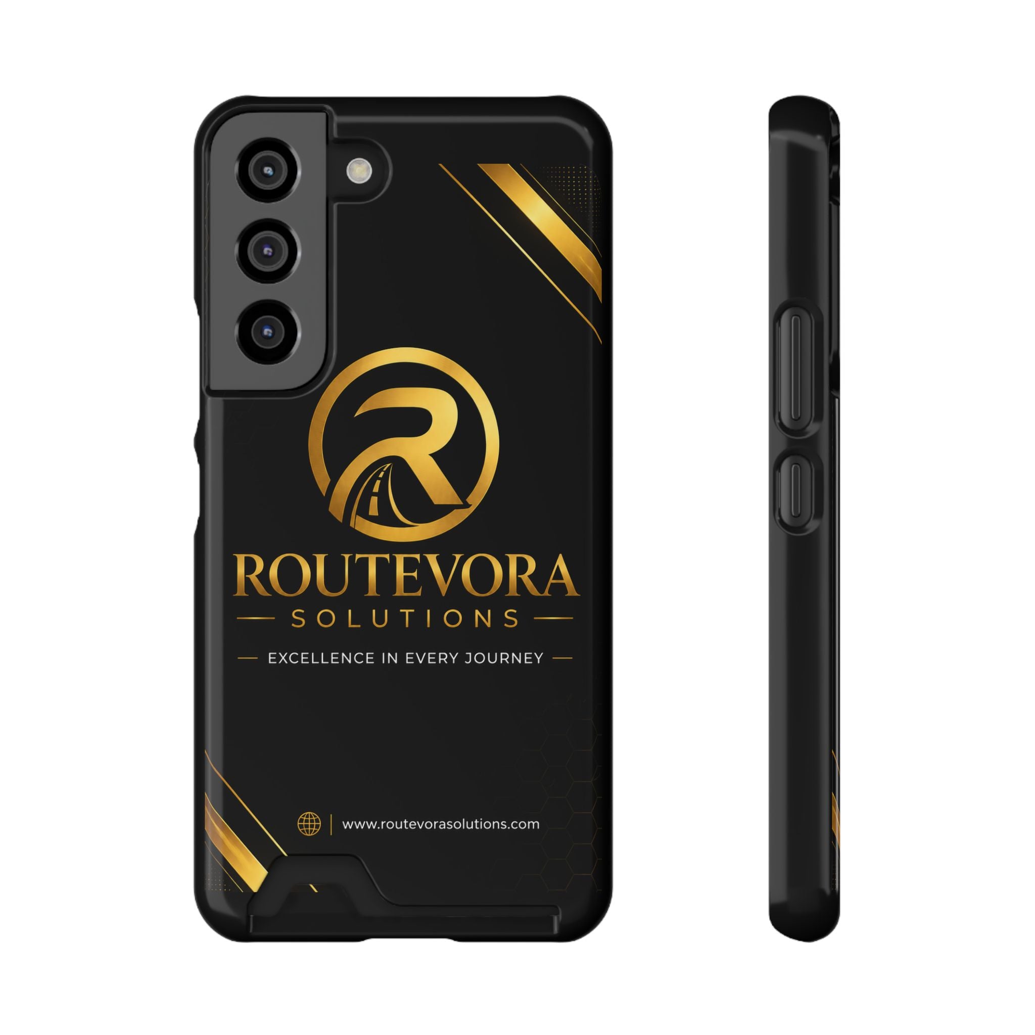 RouteVora Solutions Premium Card Holder Phone Case  Black & Gold Business Edition
