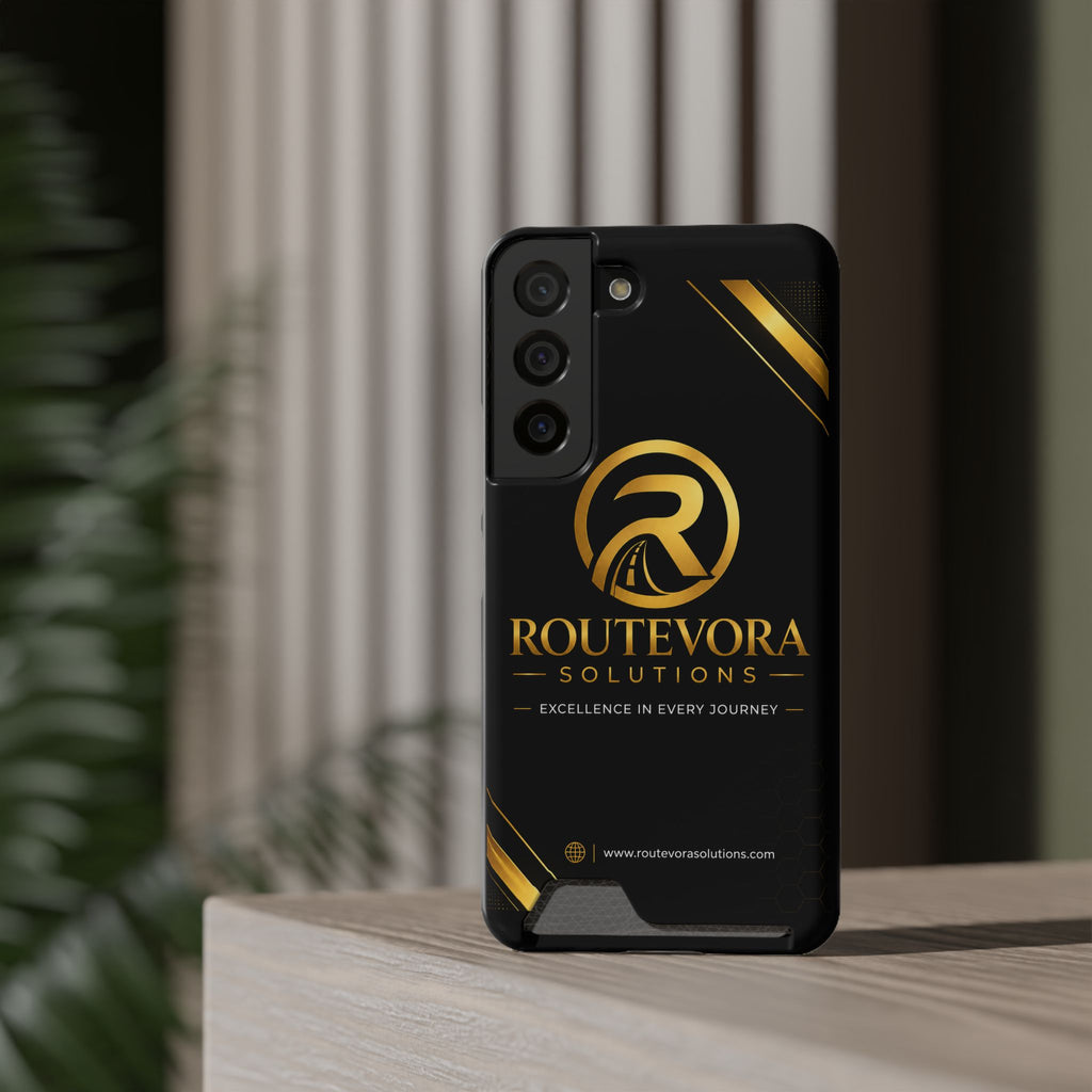 RouteVora Solutions Premium Card Holder Phone Case  Black & Gold Business Edition