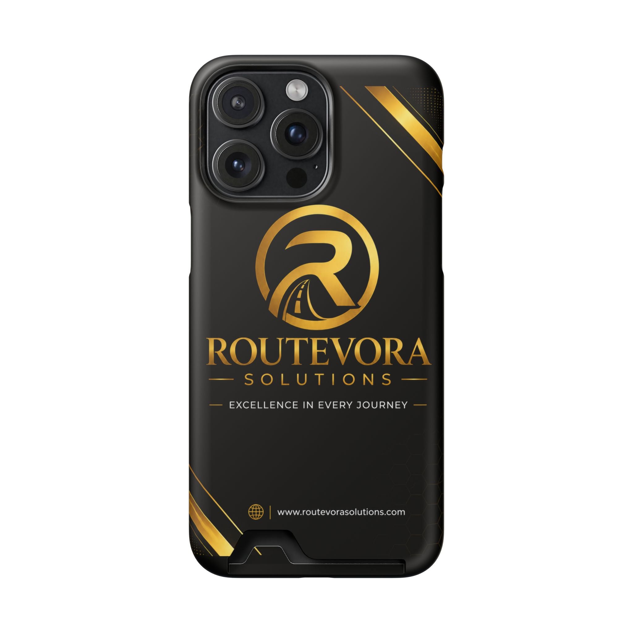 RouteVora Solutions Premium Card Holder Phone Case  Black & Gold Business Edition