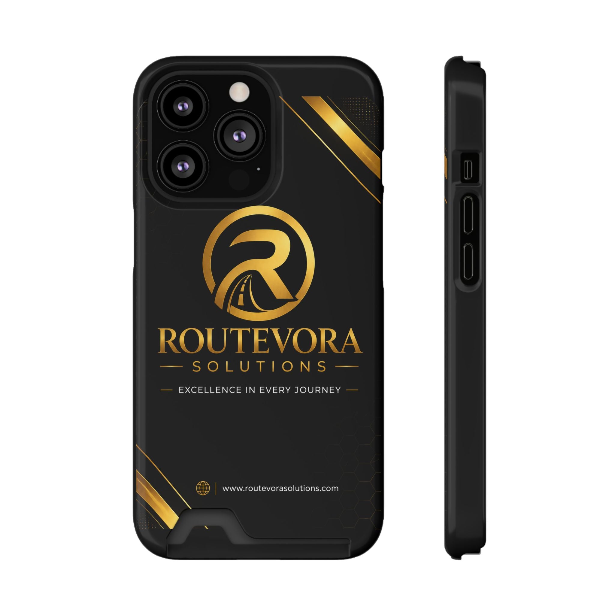 RouteVora Solutions Premium Card Holder Phone Case  Black & Gold Business Edition