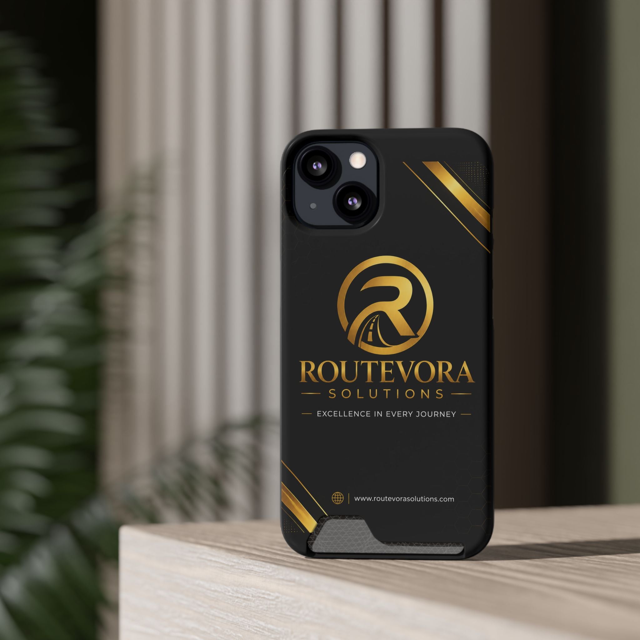 RouteVora Solutions Premium Card Holder Phone Case  Black & Gold Business Edition