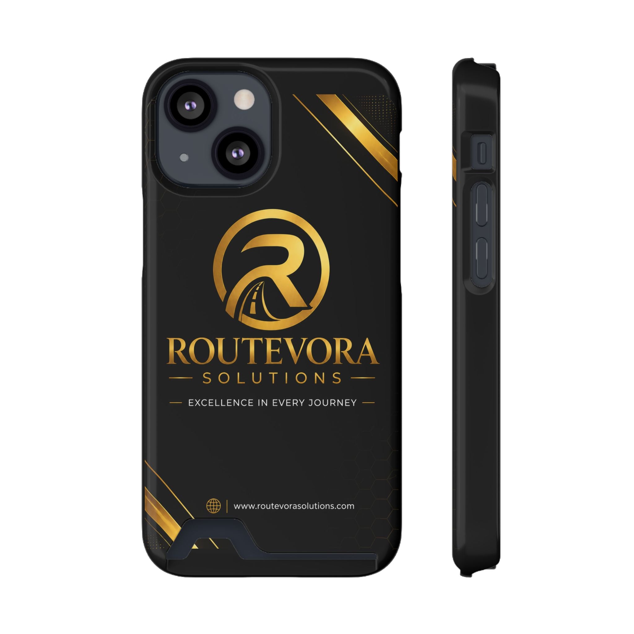 RouteVora Solutions Premium Card Holder Phone Case  Black & Gold Business Edition