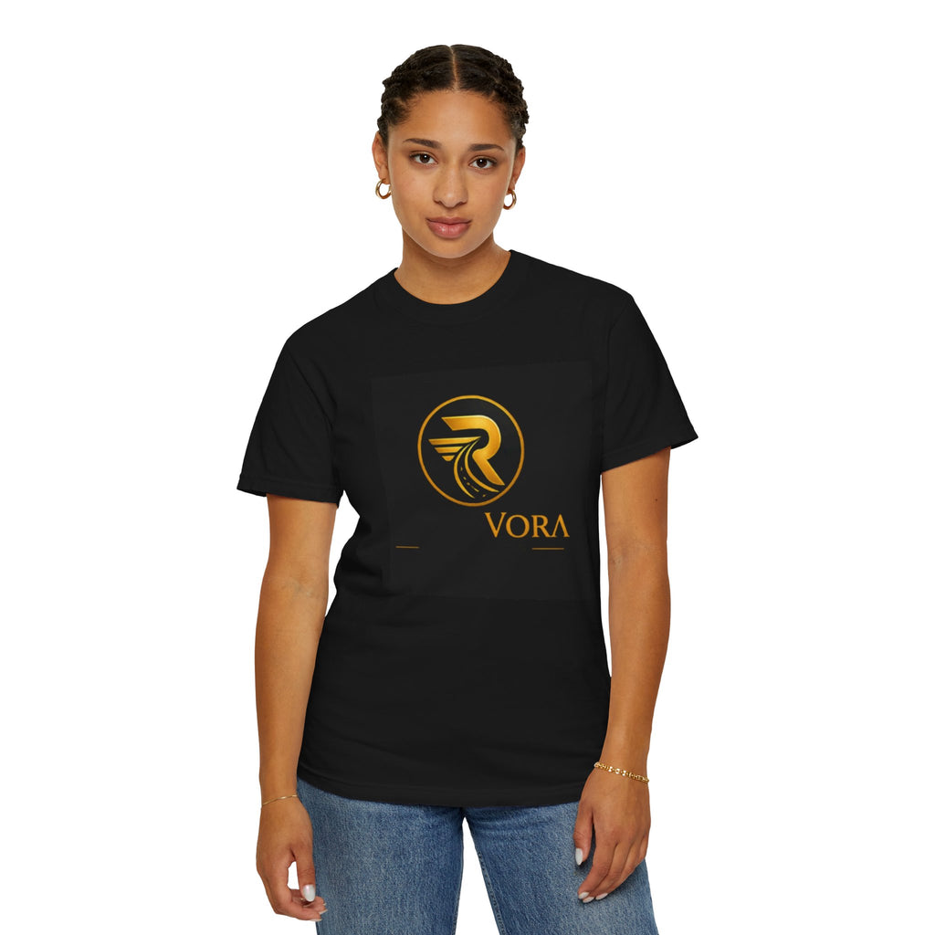 RouteVora Premium Logo T-Shirt  Unisex Garment-Dyed Tee Soft Cotton Casual Shirt Business & Travel Lifestyle Apparel