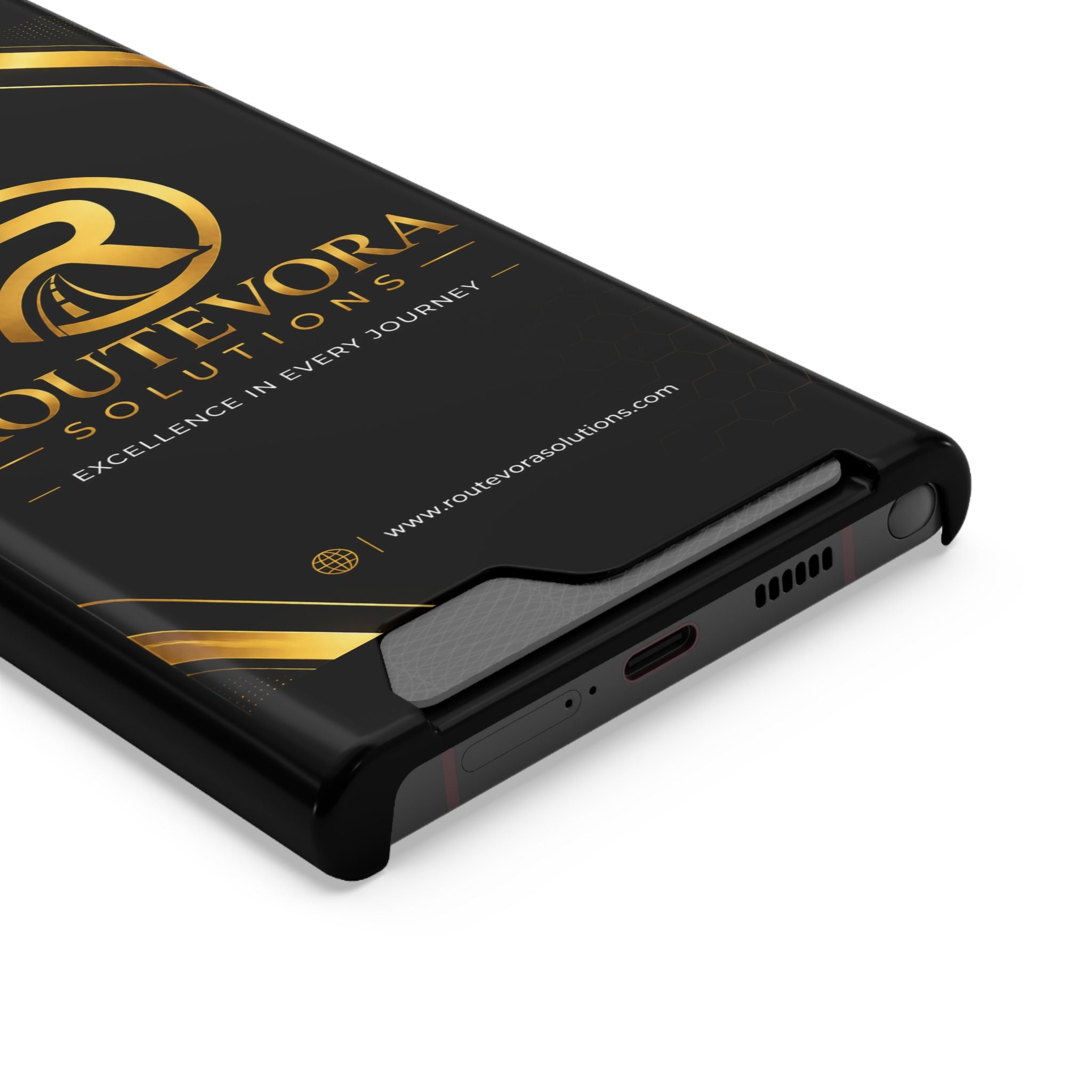 RouteVora Solutions Premium Card Holder Phone Case  Black & Gold Business Edition