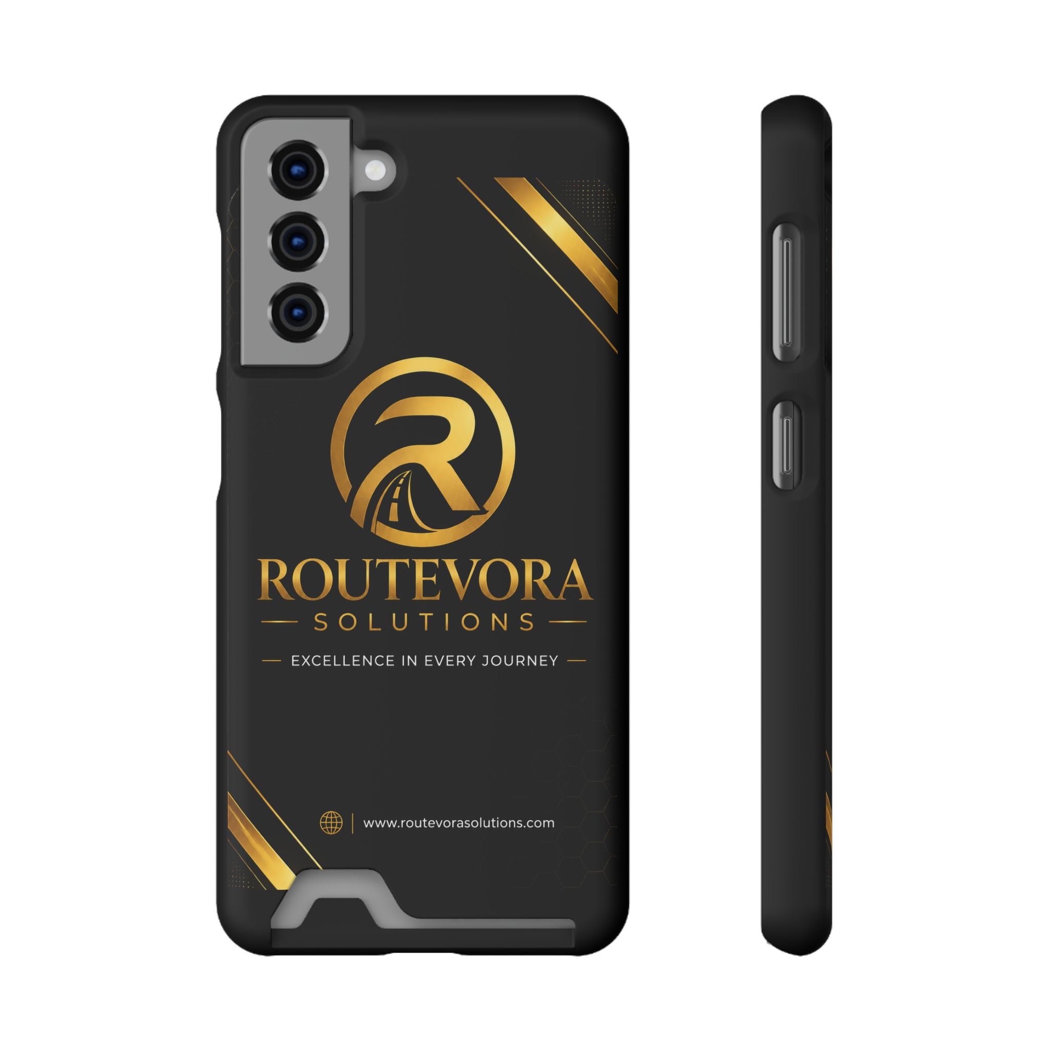 RouteVora Solutions Premium Card Holder Phone Case  Black & Gold Business Edition
