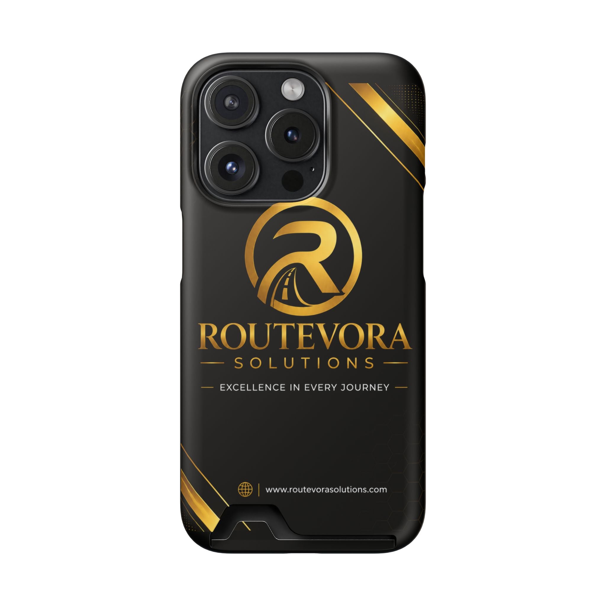 RouteVora Solutions Premium Card Holder Phone Case  Black & Gold Business Edition