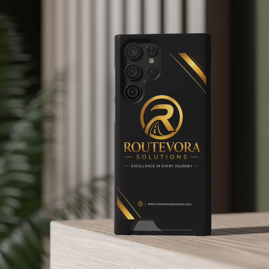 RouteVora Solutions Premium Card Holder Phone Case  Black & Gold Business Edition