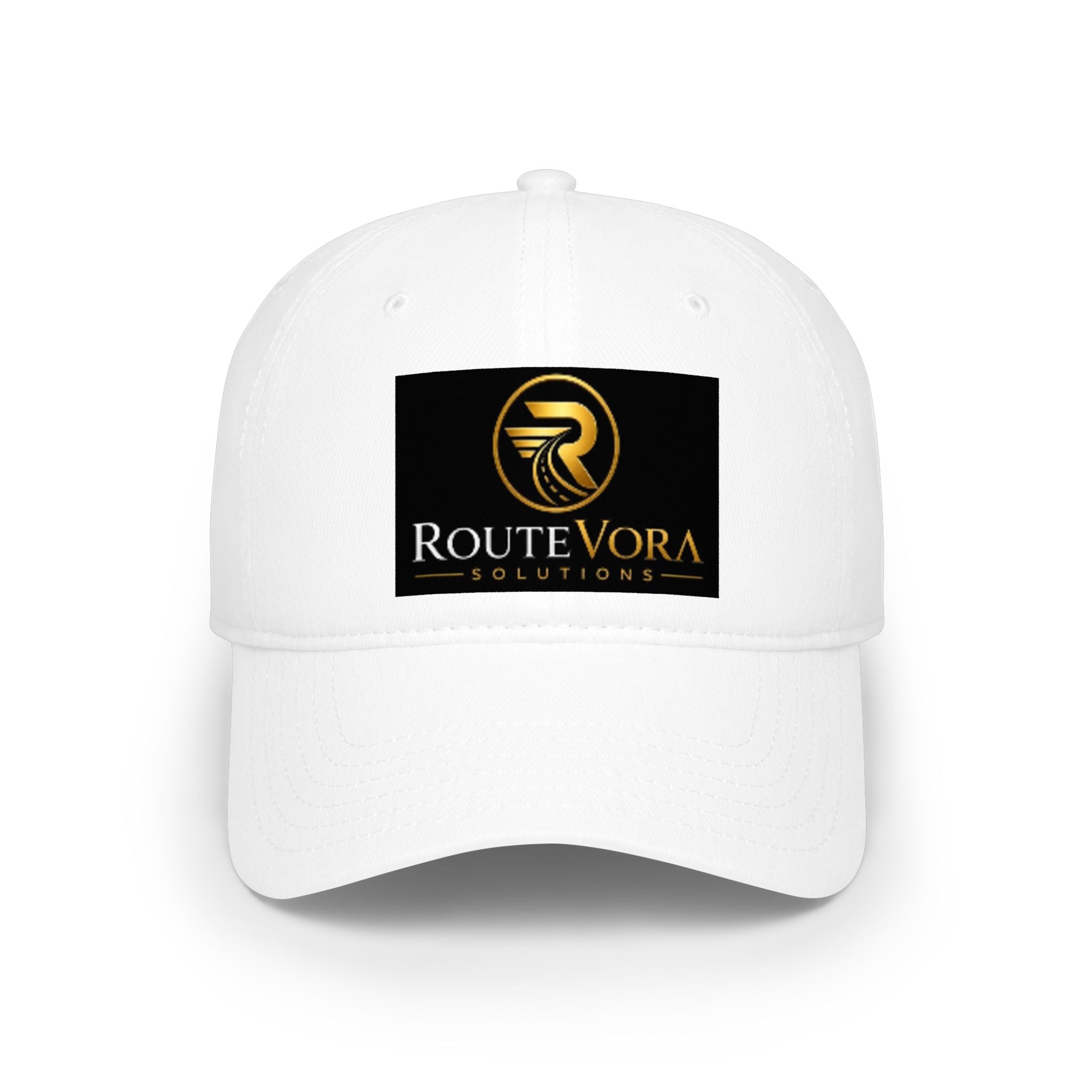 RouteVora Logo Baseball Cap — Low Profile White Adjustable Hat