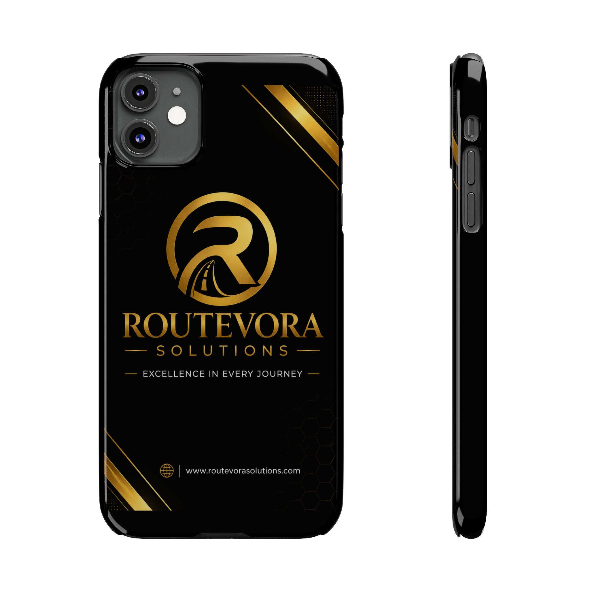 RouteVora Solutions Premium Black & Gold Slim Phone Case