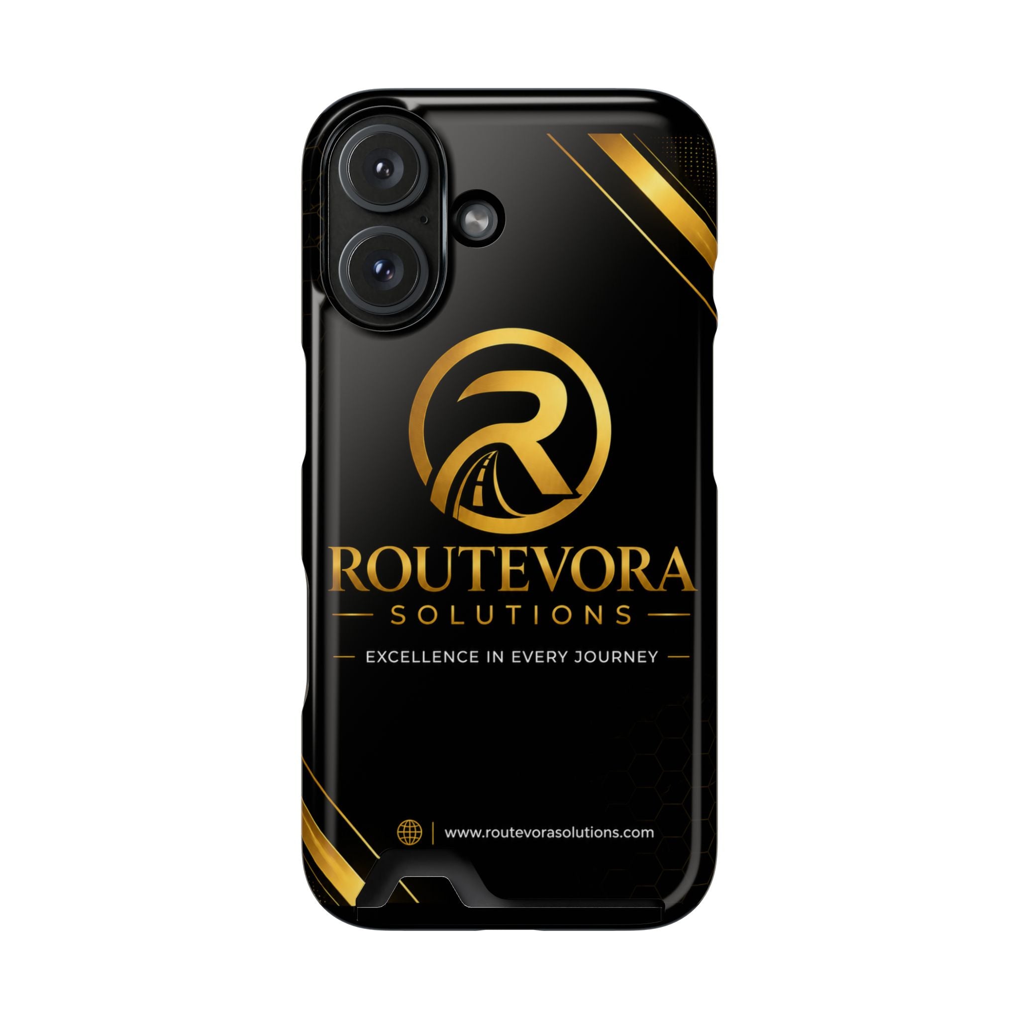 RouteVora Solutions Premium Card Holder Phone Case  Black & Gold Business Edition