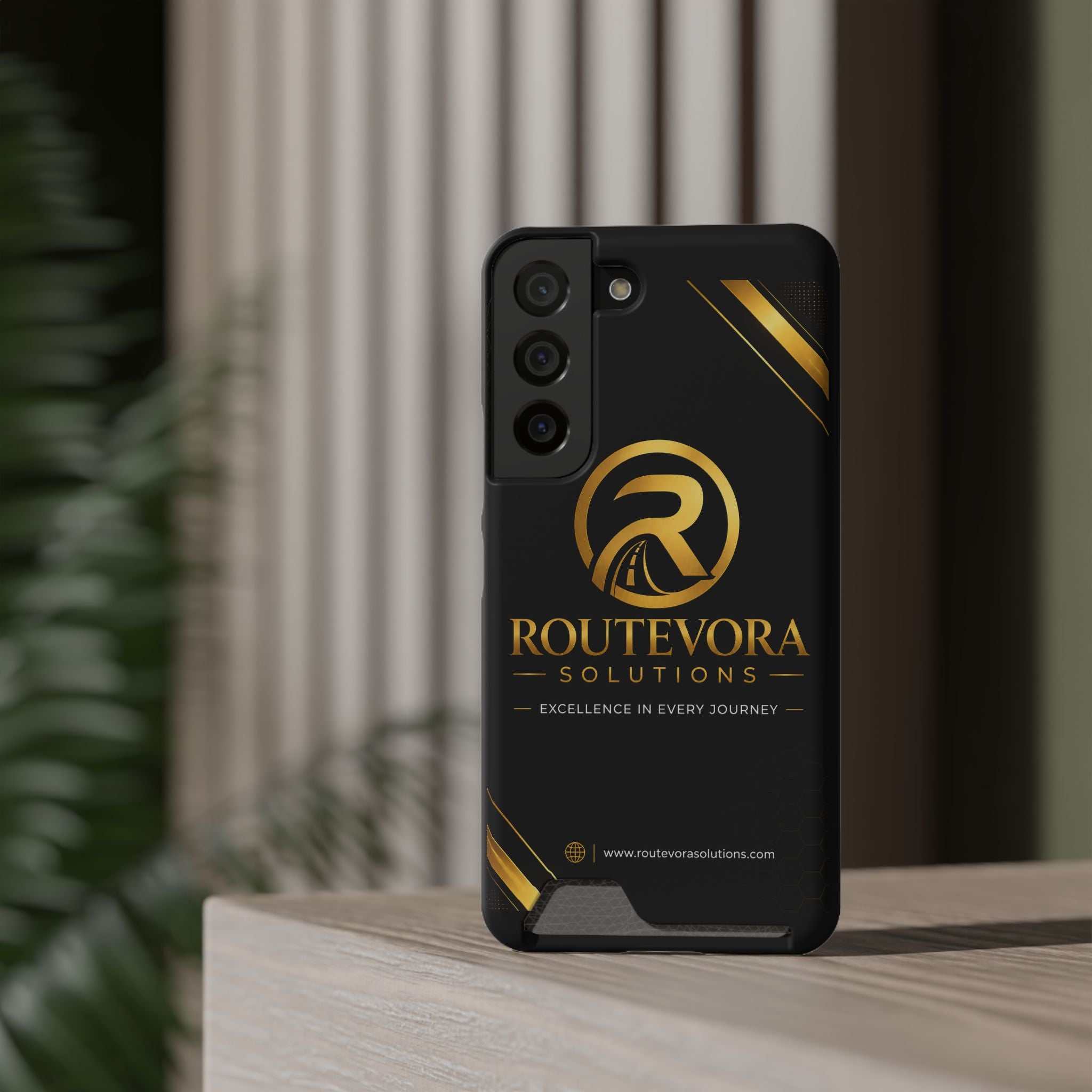 RouteVora Solutions Premium Card Holder Phone Case  Black & Gold Business Edition