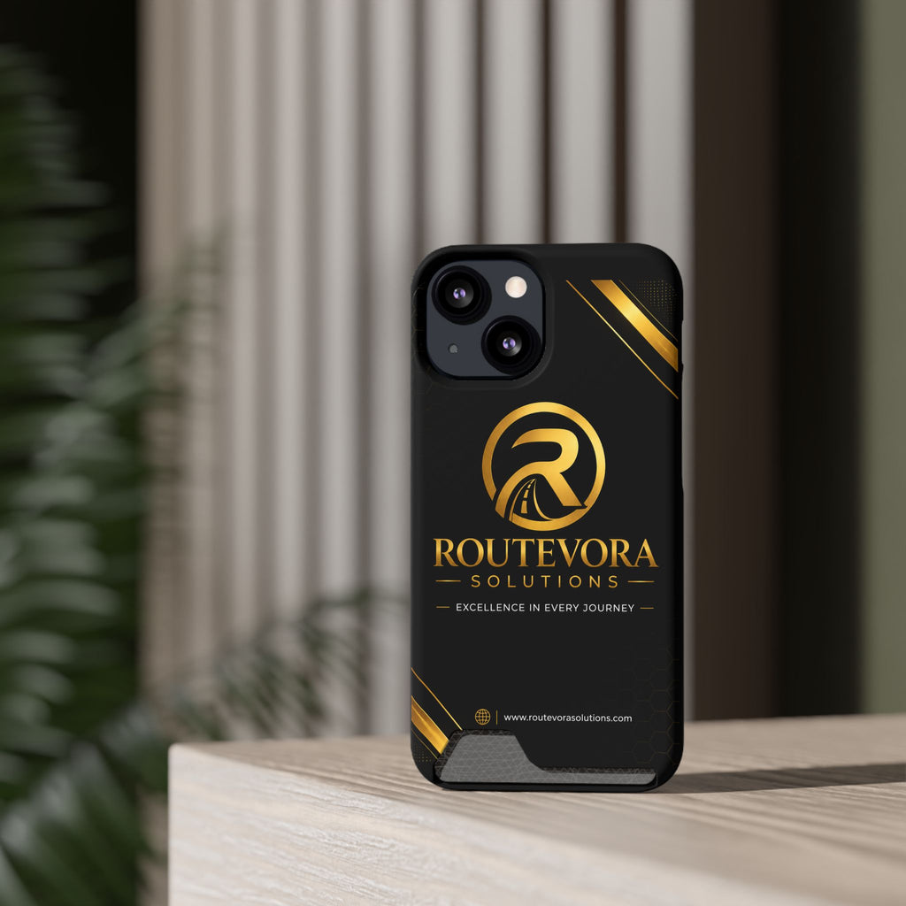 RouteVora Solutions Premium Card Holder Phone Case  Black & Gold Business Edition