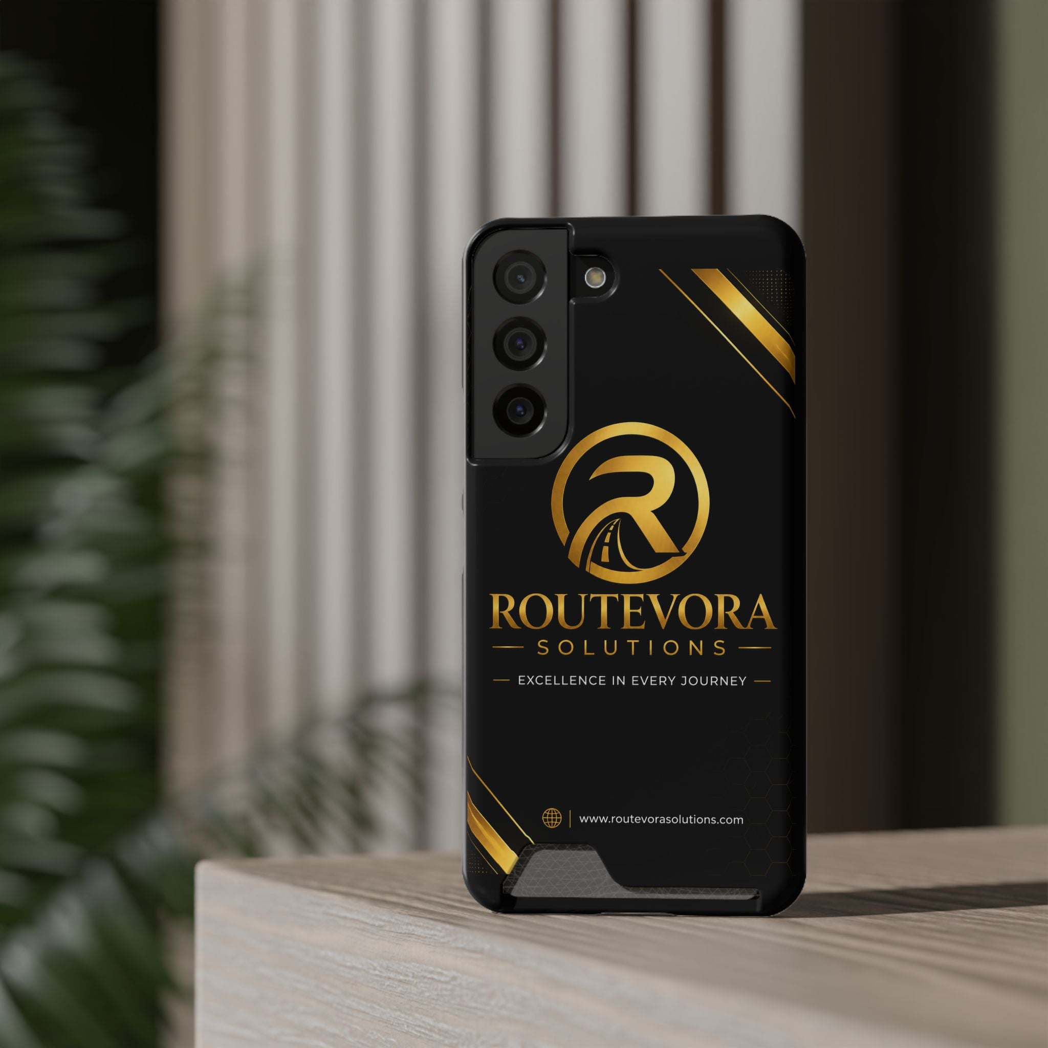 RouteVora Solutions Premium Card Holder Phone Case  Black & Gold Business Edition