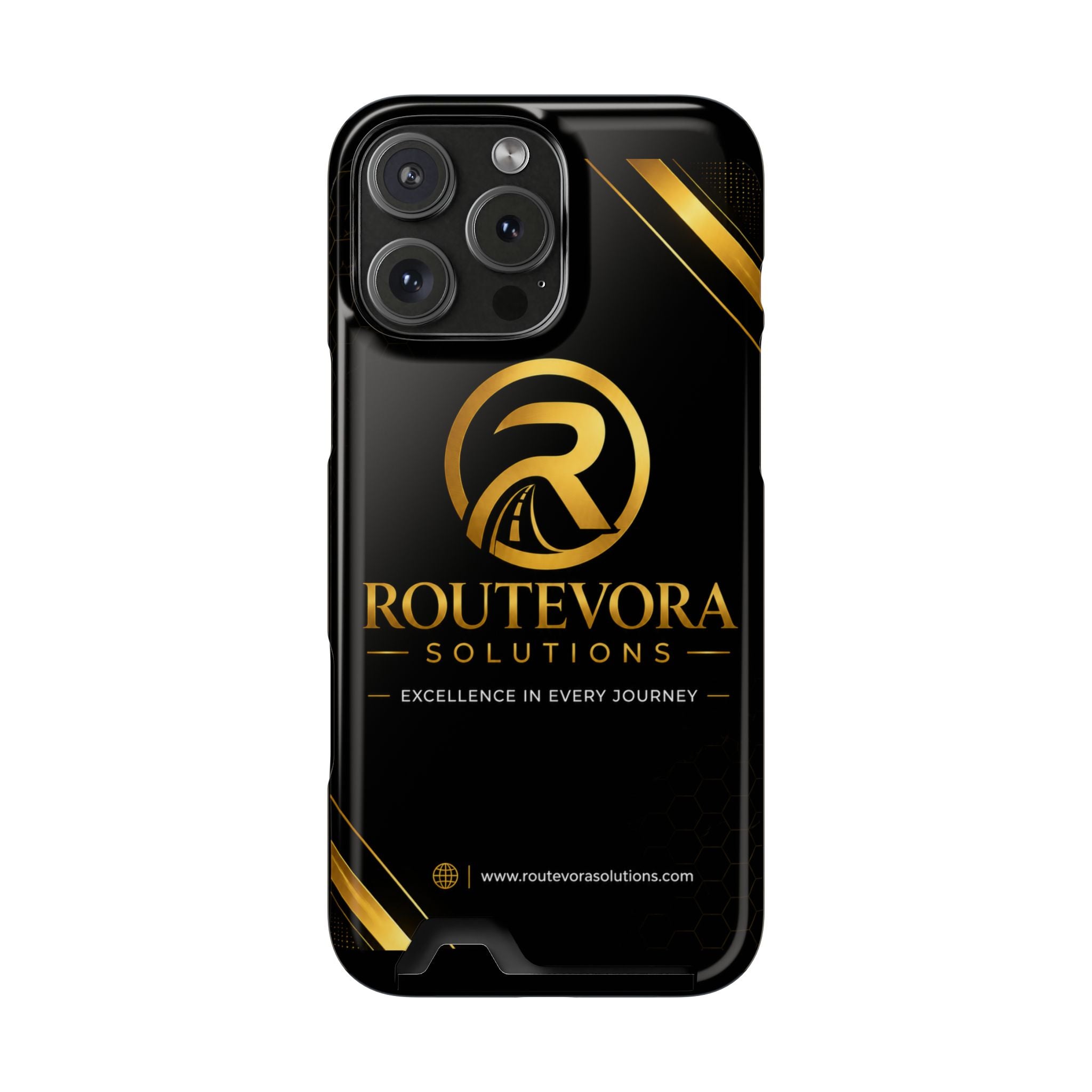 RouteVora Solutions Premium Card Holder Phone Case  Black & Gold Business Edition