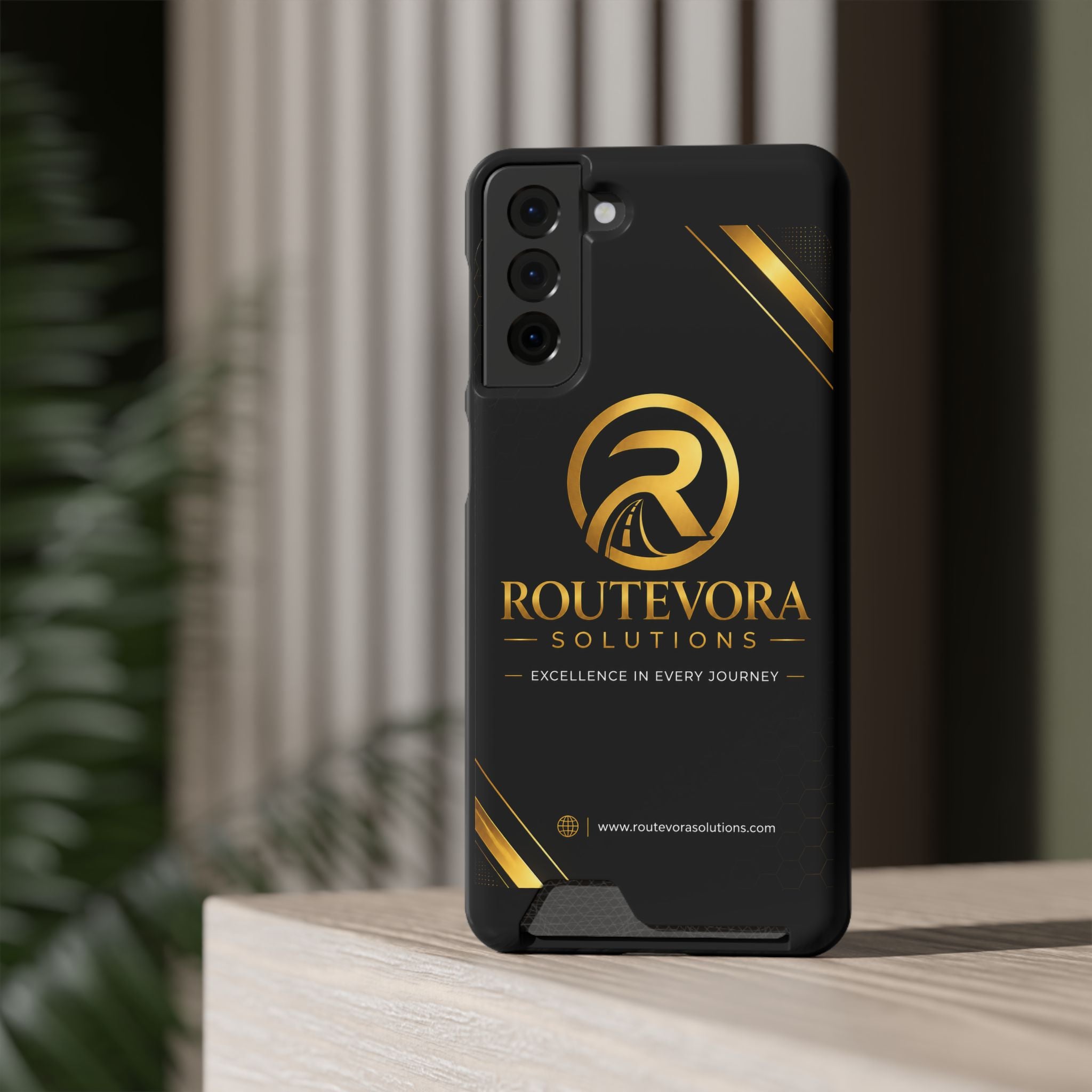 RouteVora Solutions Premium Card Holder Phone Case  Black & Gold Business Edition