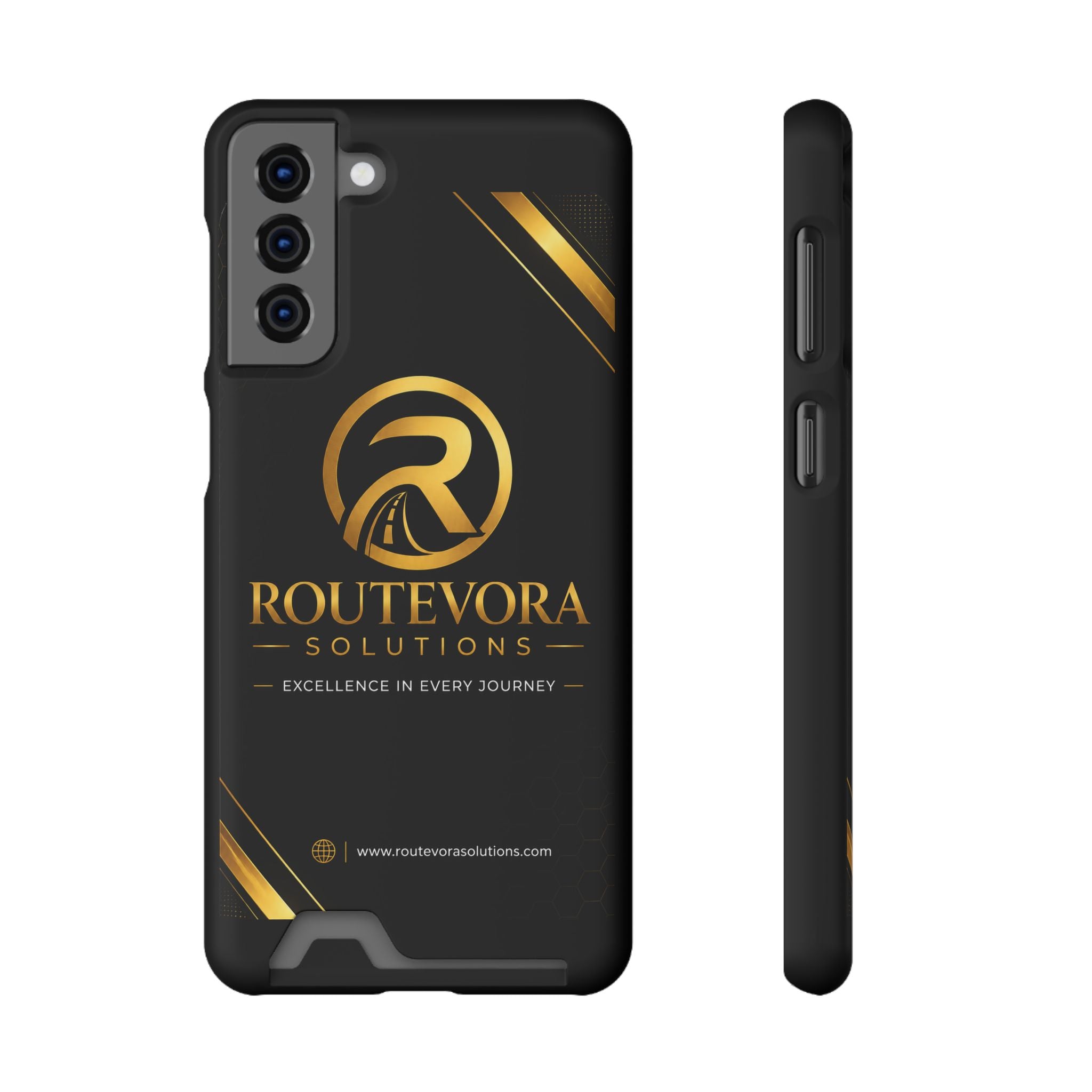 RouteVora Solutions Premium Card Holder Phone Case  Black & Gold Business Edition
