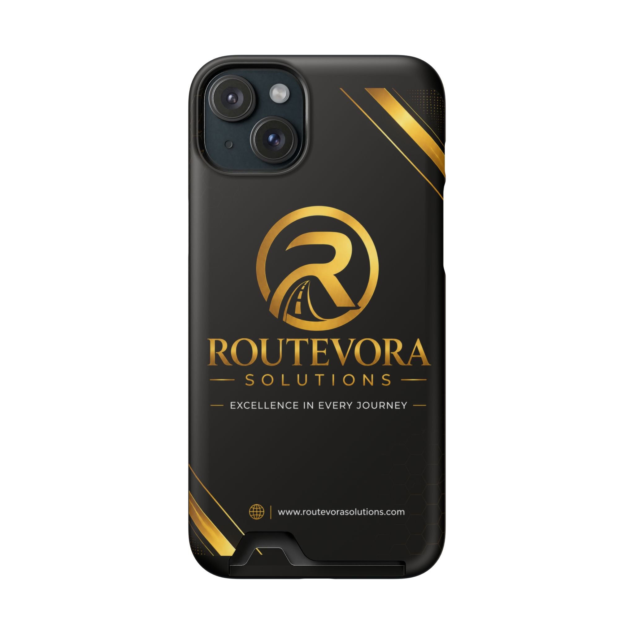 RouteVora Solutions Premium Card Holder Phone Case  Black & Gold Business Edition