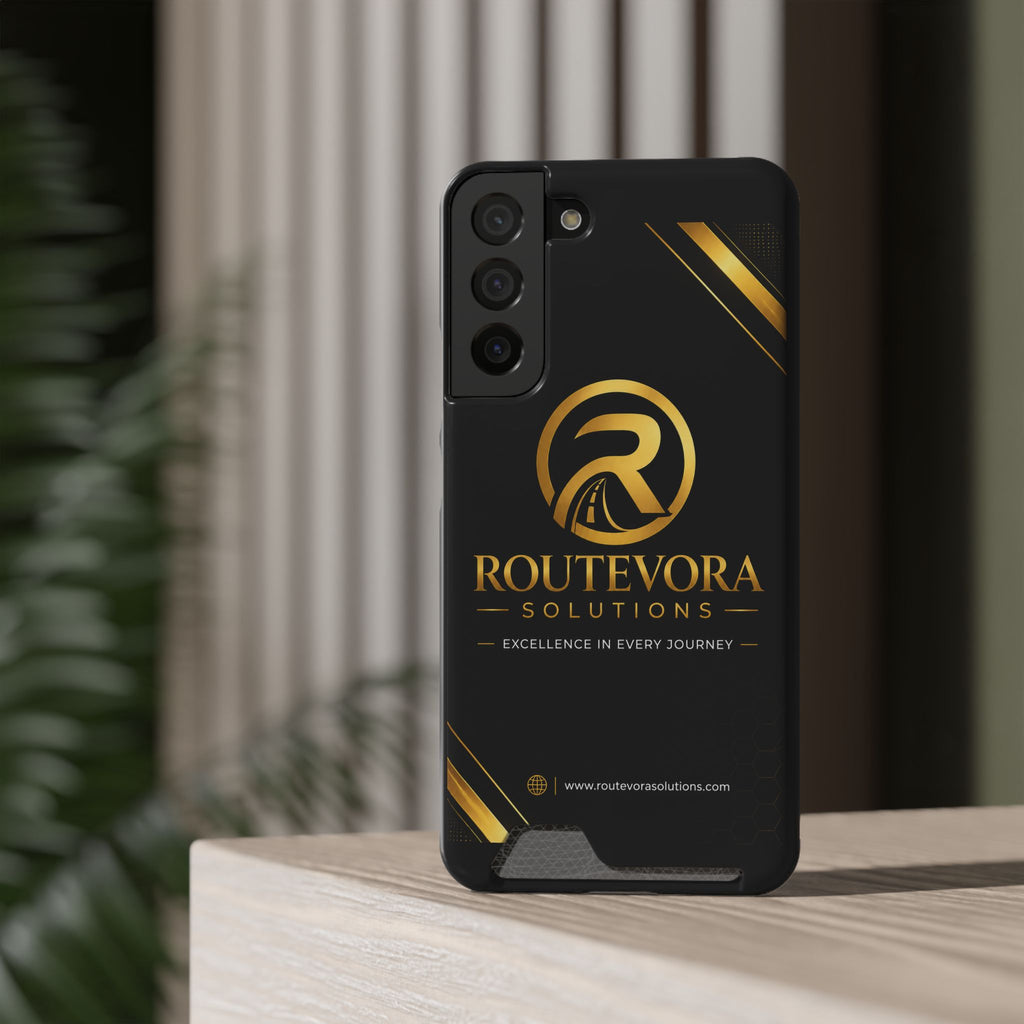 RouteVora Solutions Premium Card Holder Phone Case  Black & Gold Business Edition