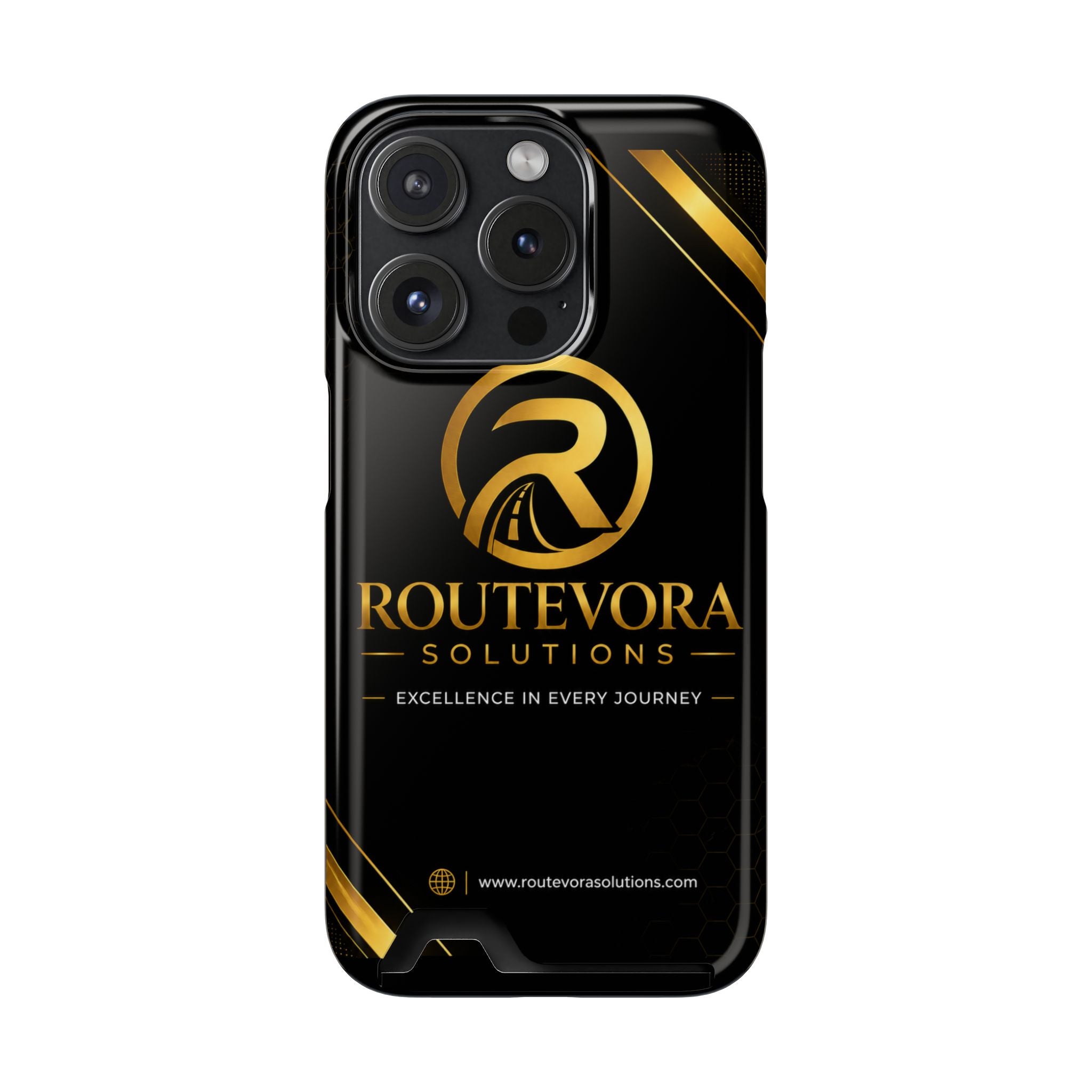 RouteVora Solutions Premium Card Holder Phone Case  Black & Gold Business Edition