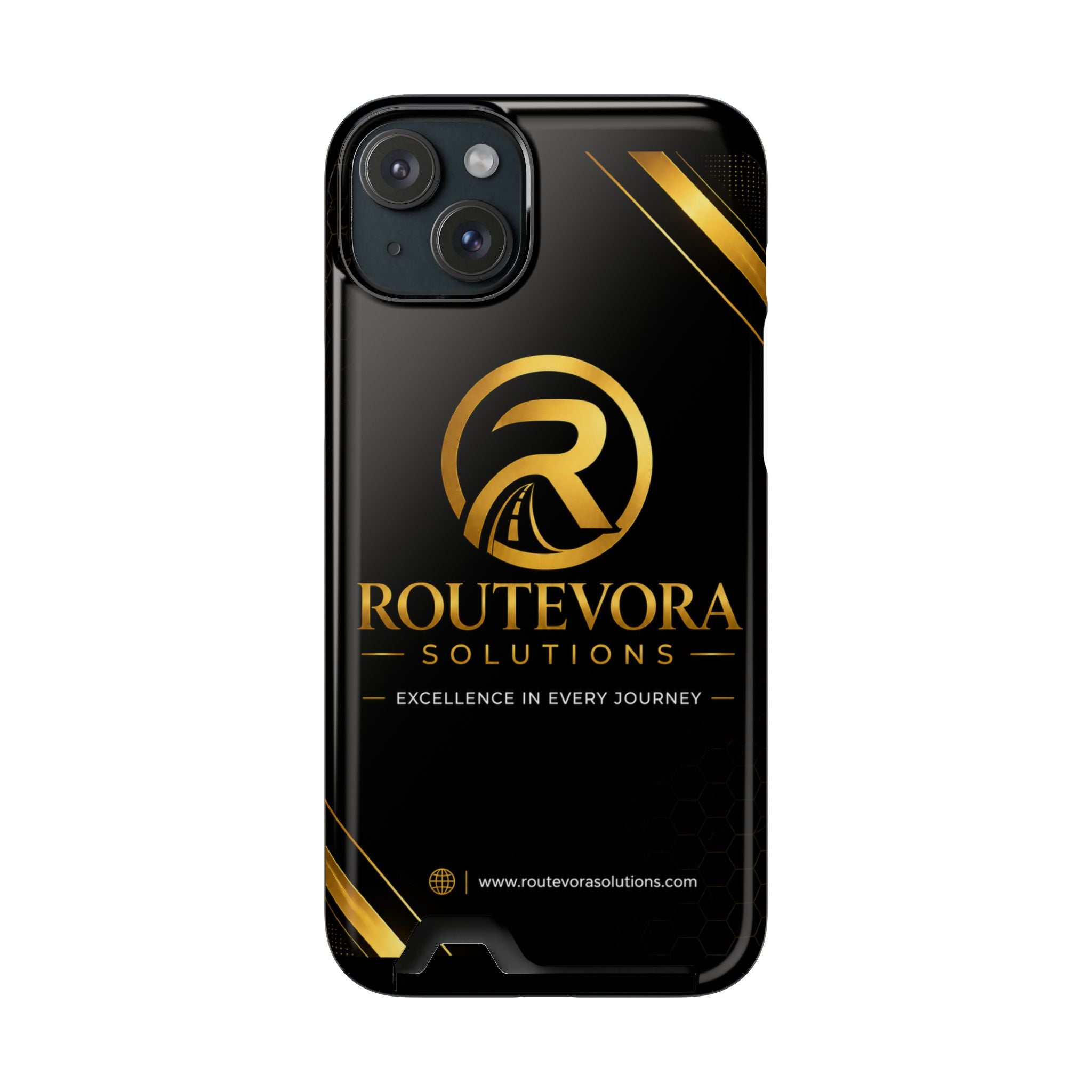 RouteVora Solutions Premium Card Holder Phone Case  Black & Gold Business Edition