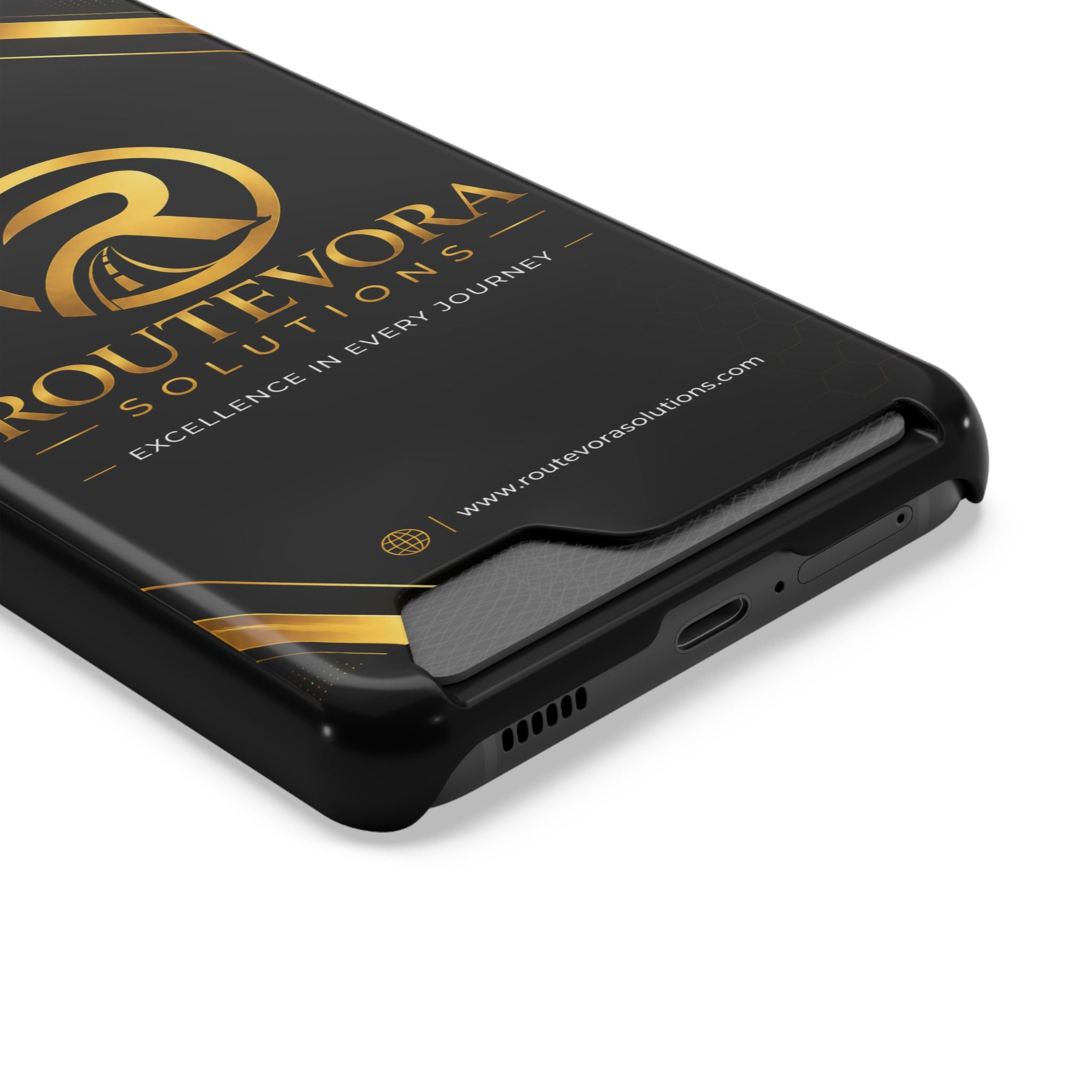 RouteVora Solutions Premium Card Holder Phone Case  Black & Gold Business Edition
