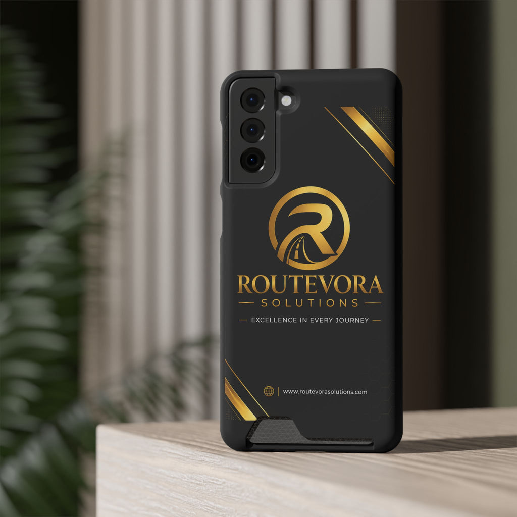 RouteVora Solutions Premium Card Holder Phone Case  Black & Gold Business Edition